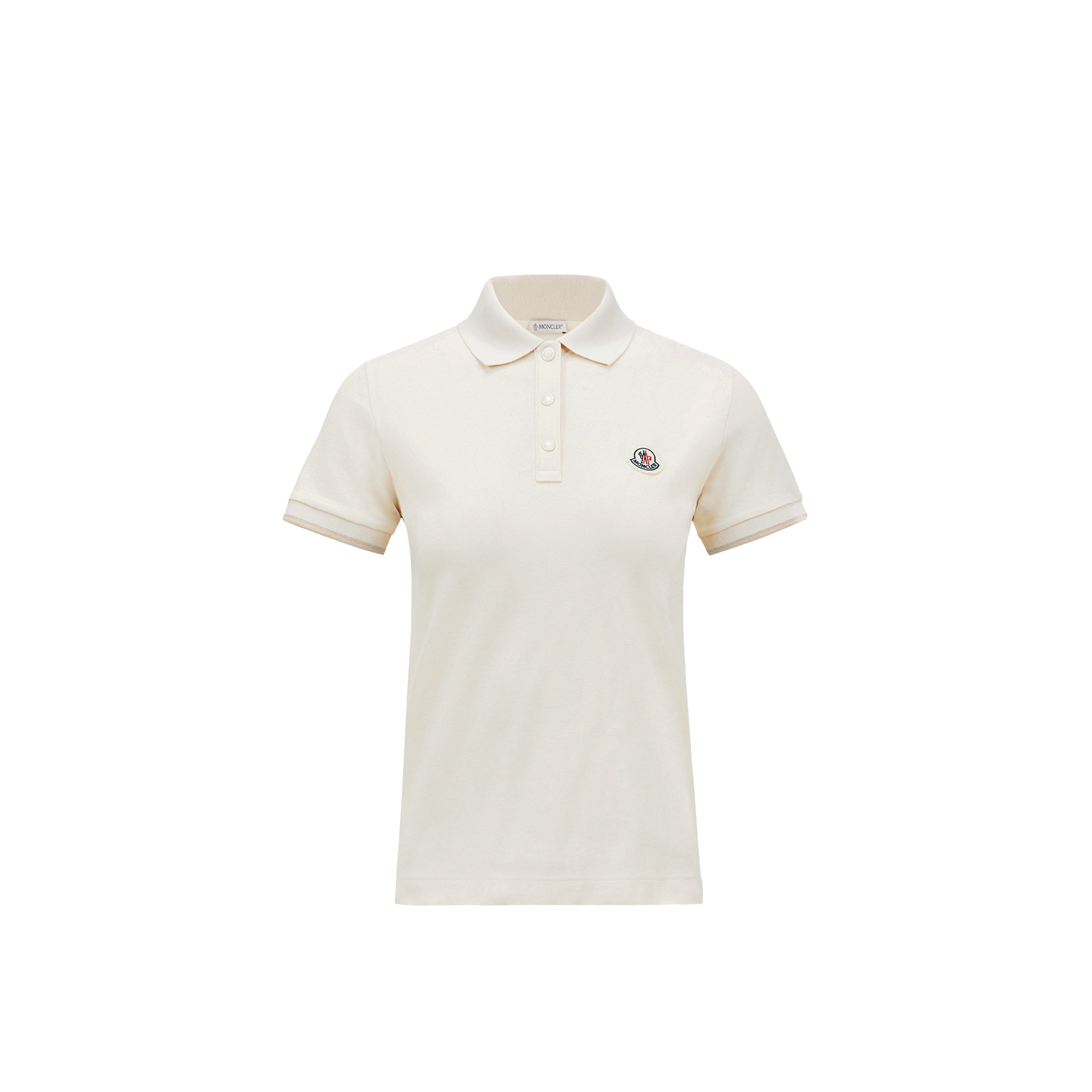 Moncler   Logo Cotton Piquet Polo Shirt for Women in White, Size: M