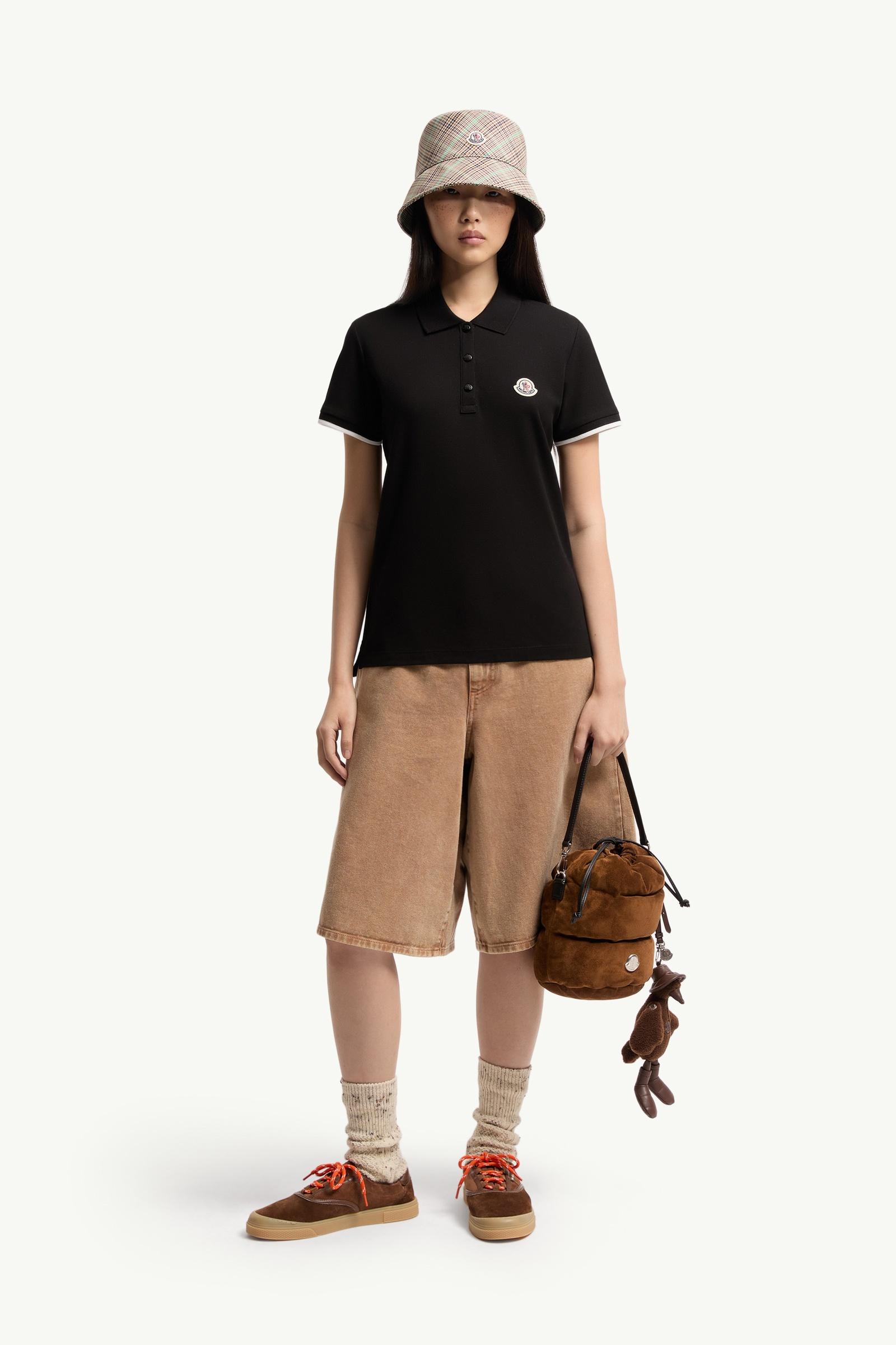 Black Logo Cotton Piquet Polo Shirt - Tops & T-shirts for Women