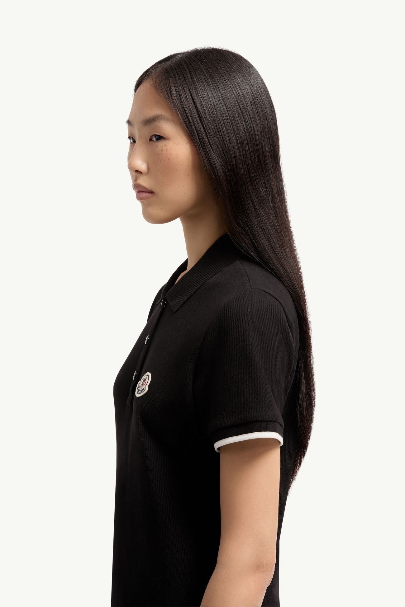 Piqué-Poloshirt mit Logoaufnäher Damen Schwarz Moncler 1