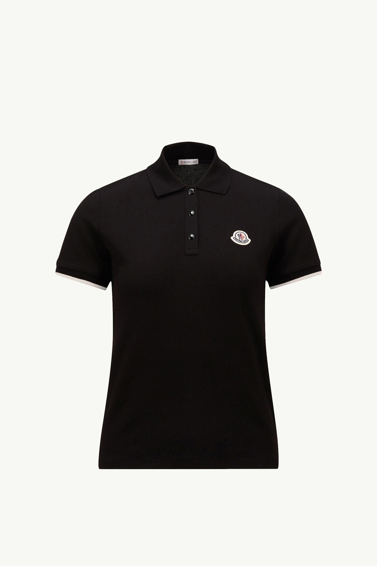Logo Cotton Piquet Polo Shirt Women Black Moncler 2