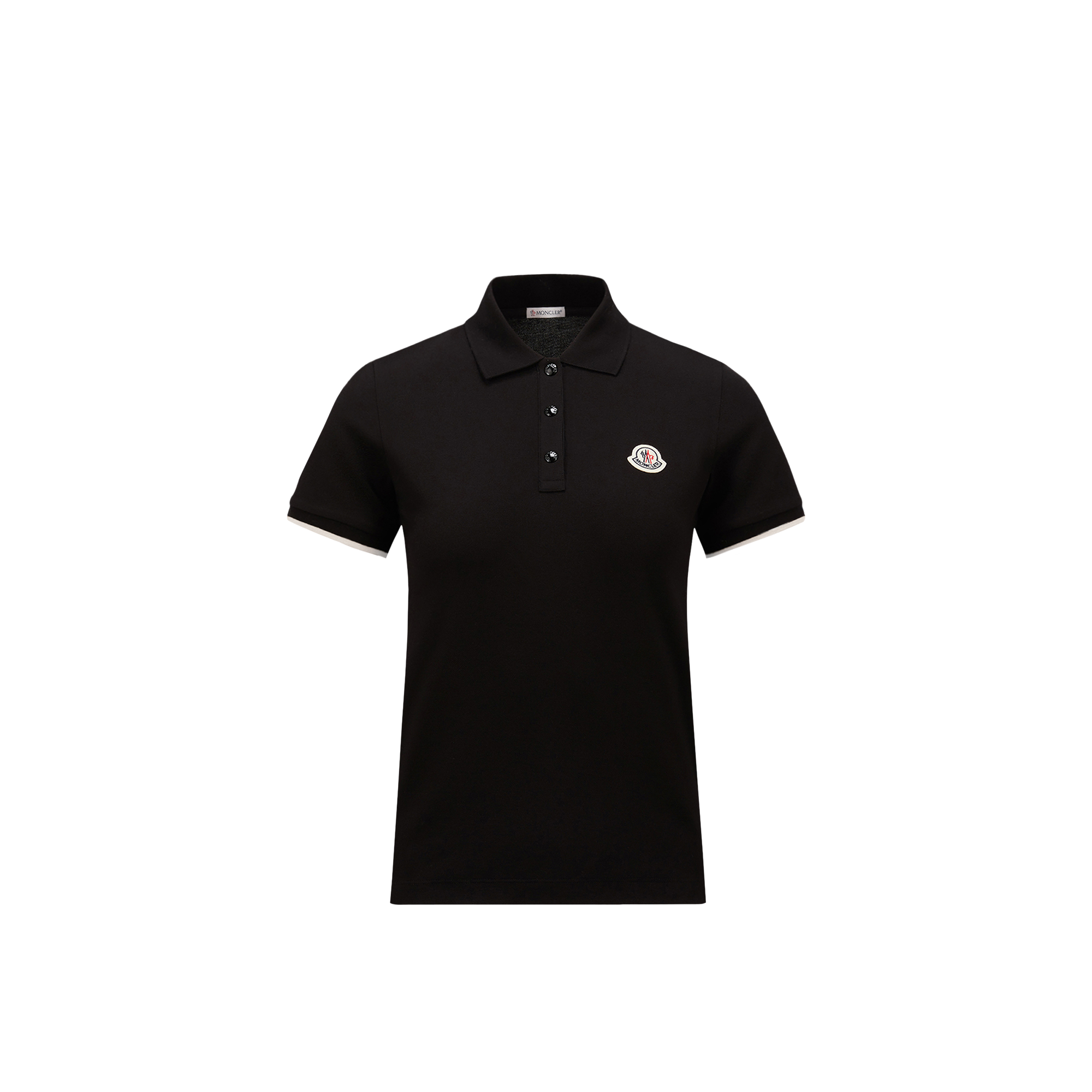 Moncler   Logo Cotton Piquet Polo Shirt for Women in Black, Size: L