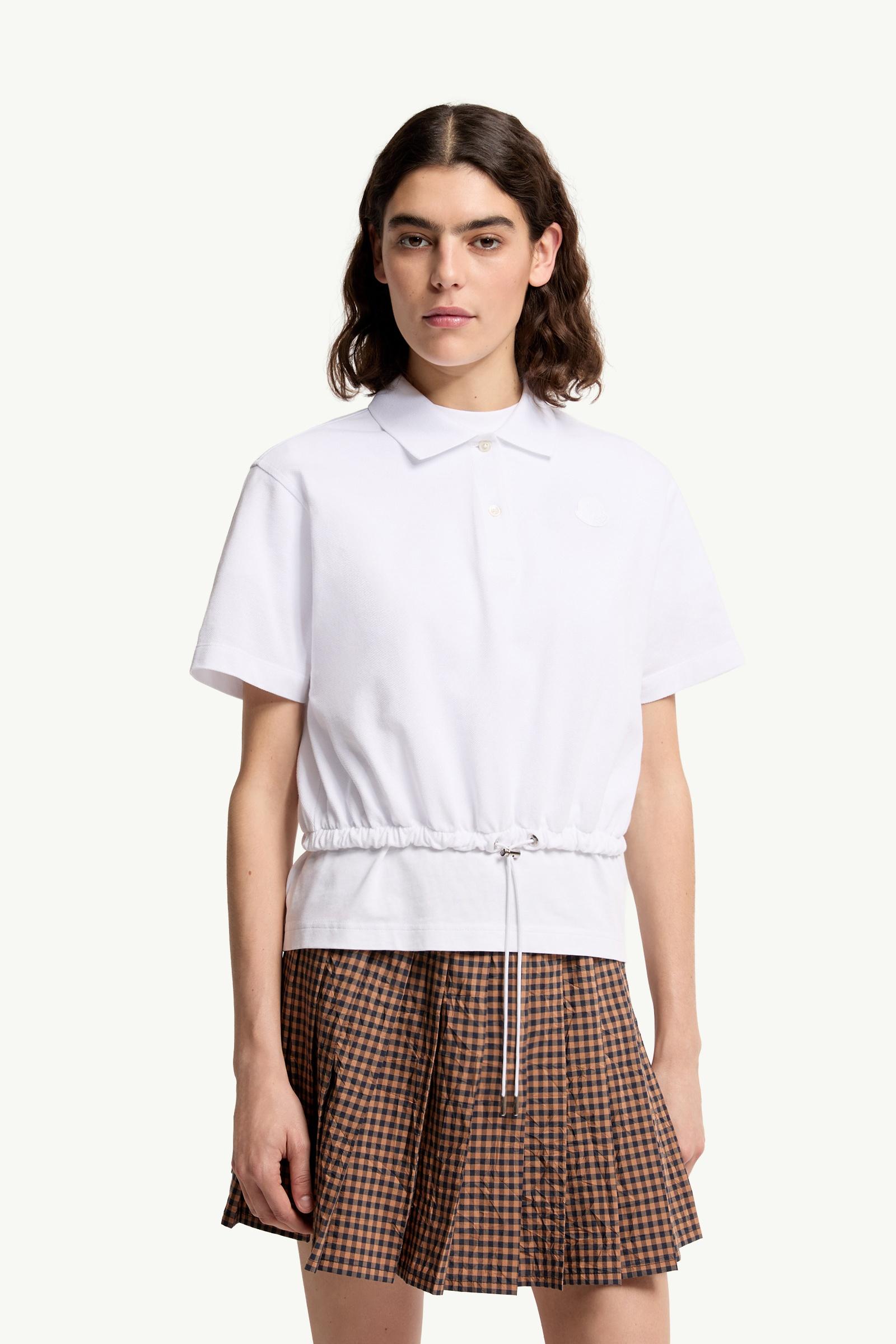 White Cropped Cotton Piquet Polo Shirt - Tops & T-shirts for Women