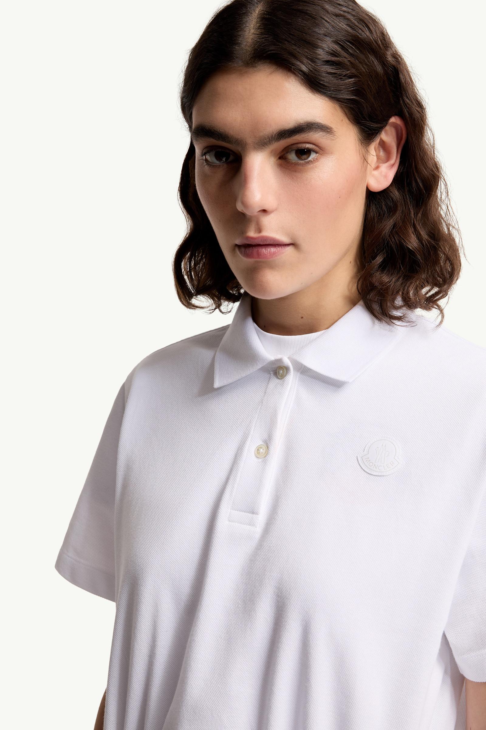 White Cropped Cotton Piquet Polo Shirt - Tops & T-shirts for Women