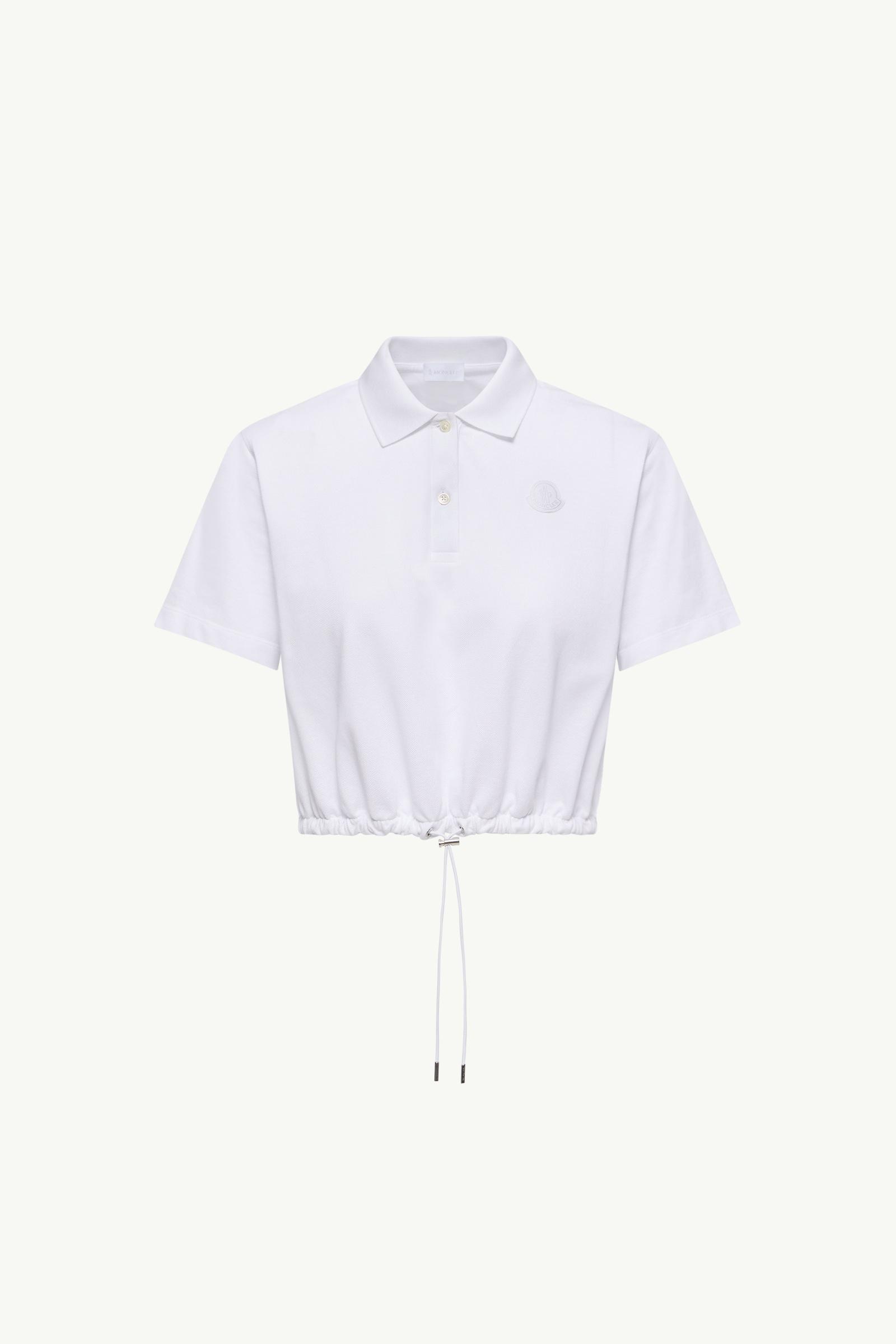 Cropped Cotton Piquet Polo Shirt Women White Moncler, 1 of 0