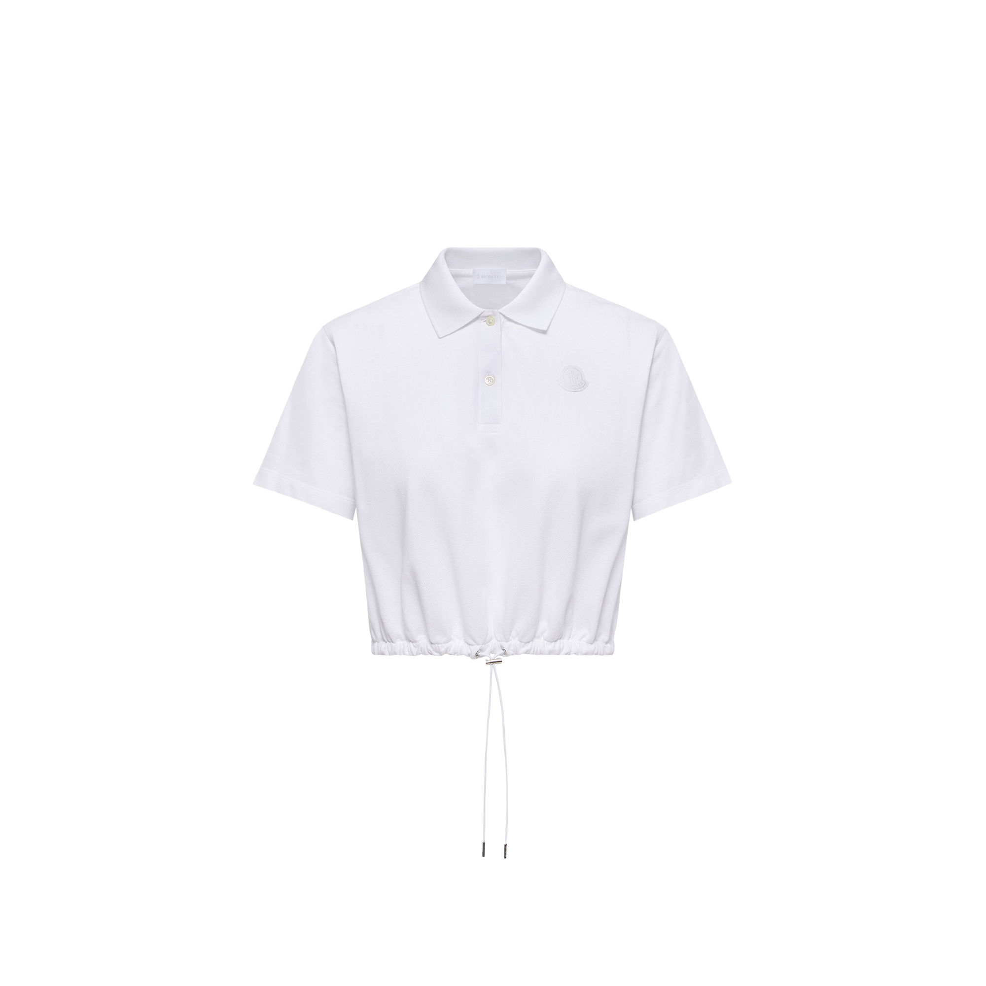 Moncler   Cropped Cotton Piquet Polo Shirt for Women in White, Size: S