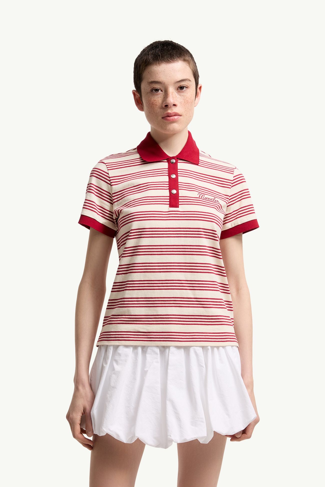 Polo en coton rayé Femmes Blanc & Rouge Moncler 3
