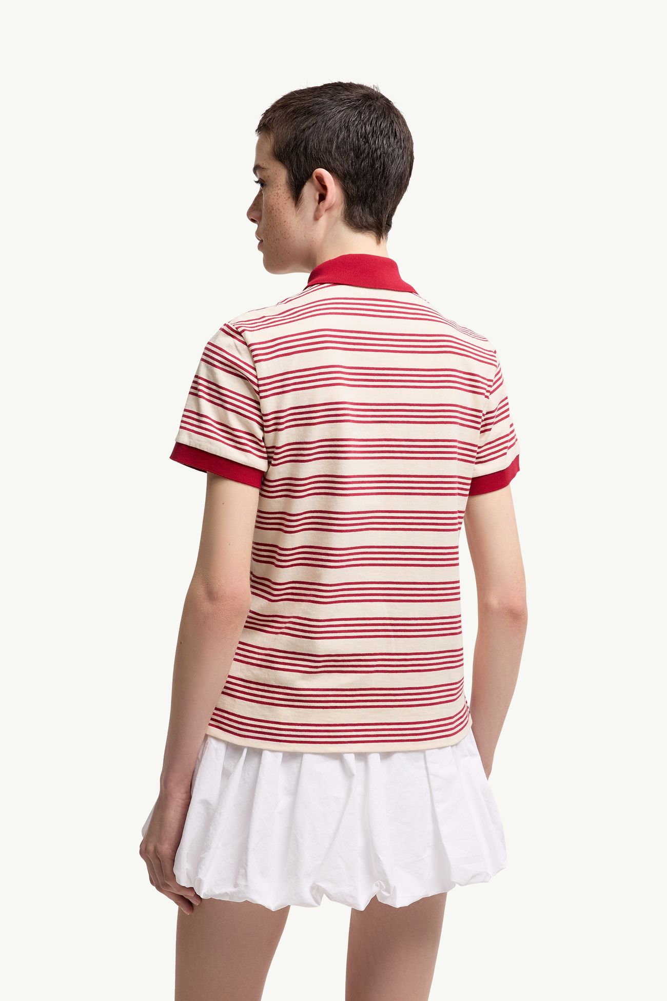 女士条纹棉质Polo衫 女士 白色&红色 Moncler 4