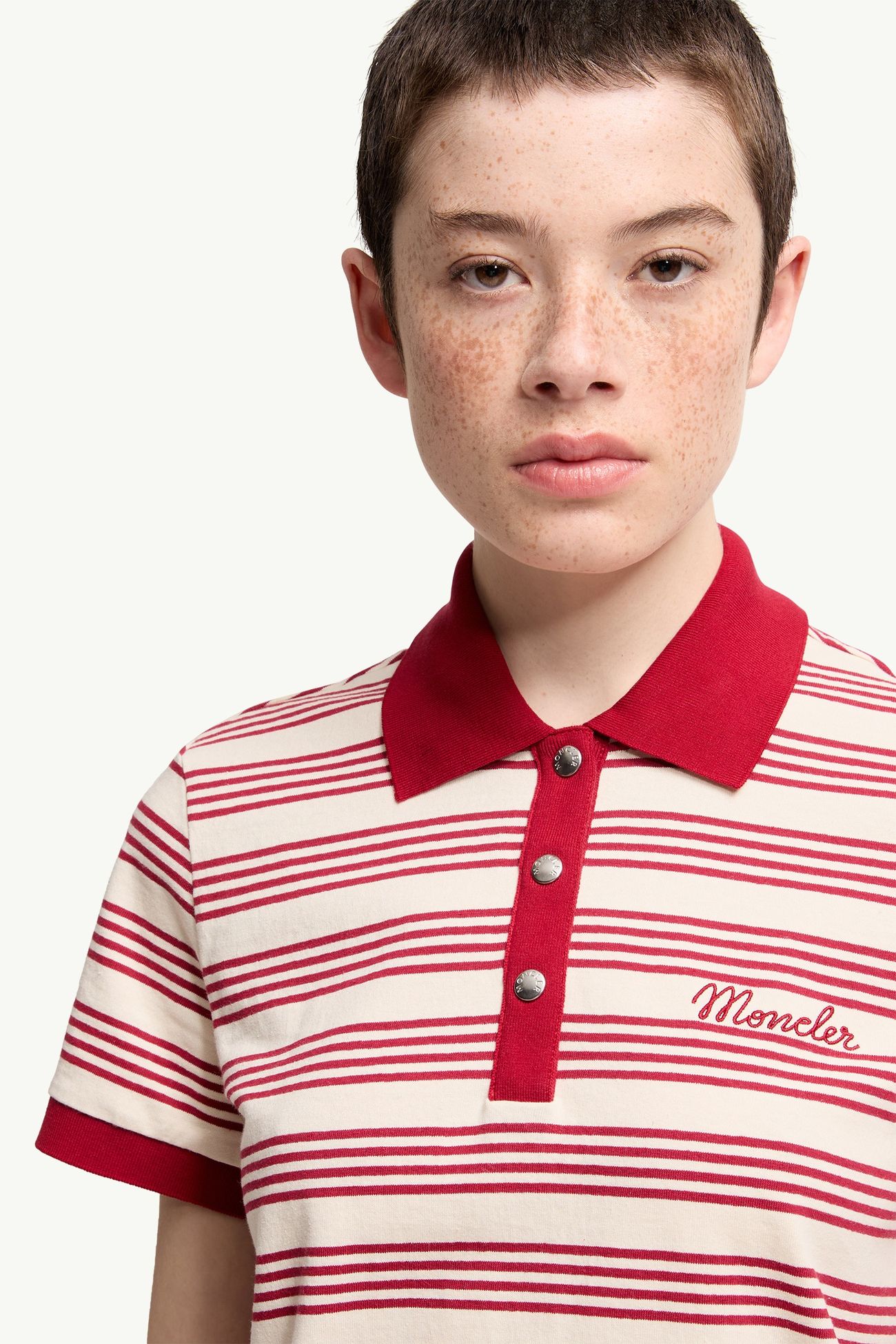 Polo en coton rayé Femmes Blanc & Rouge Moncler 5