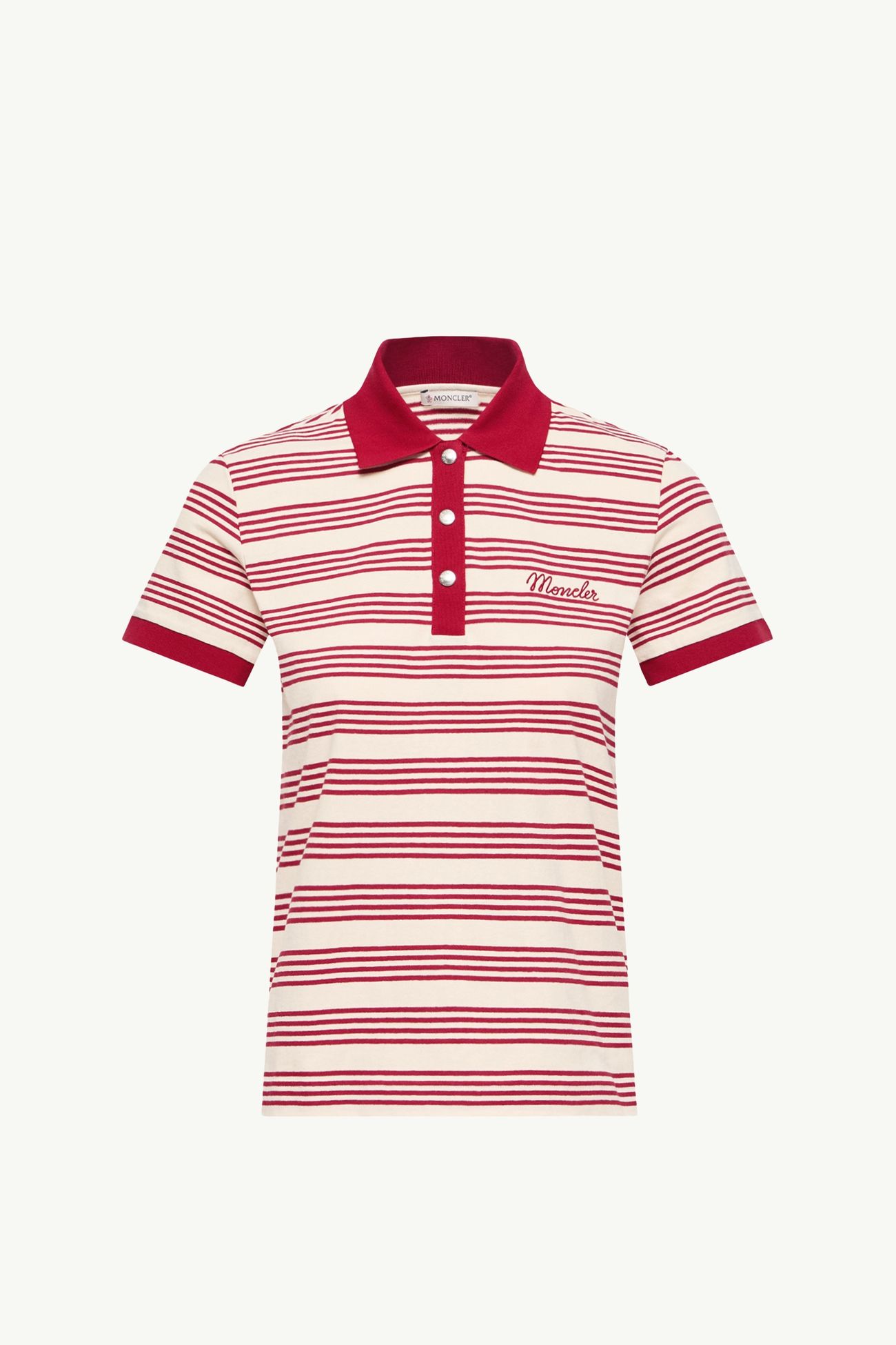 Gestreiftes Poloshirt aus Baumwolle Damen Weiß & Rot Moncler 2
