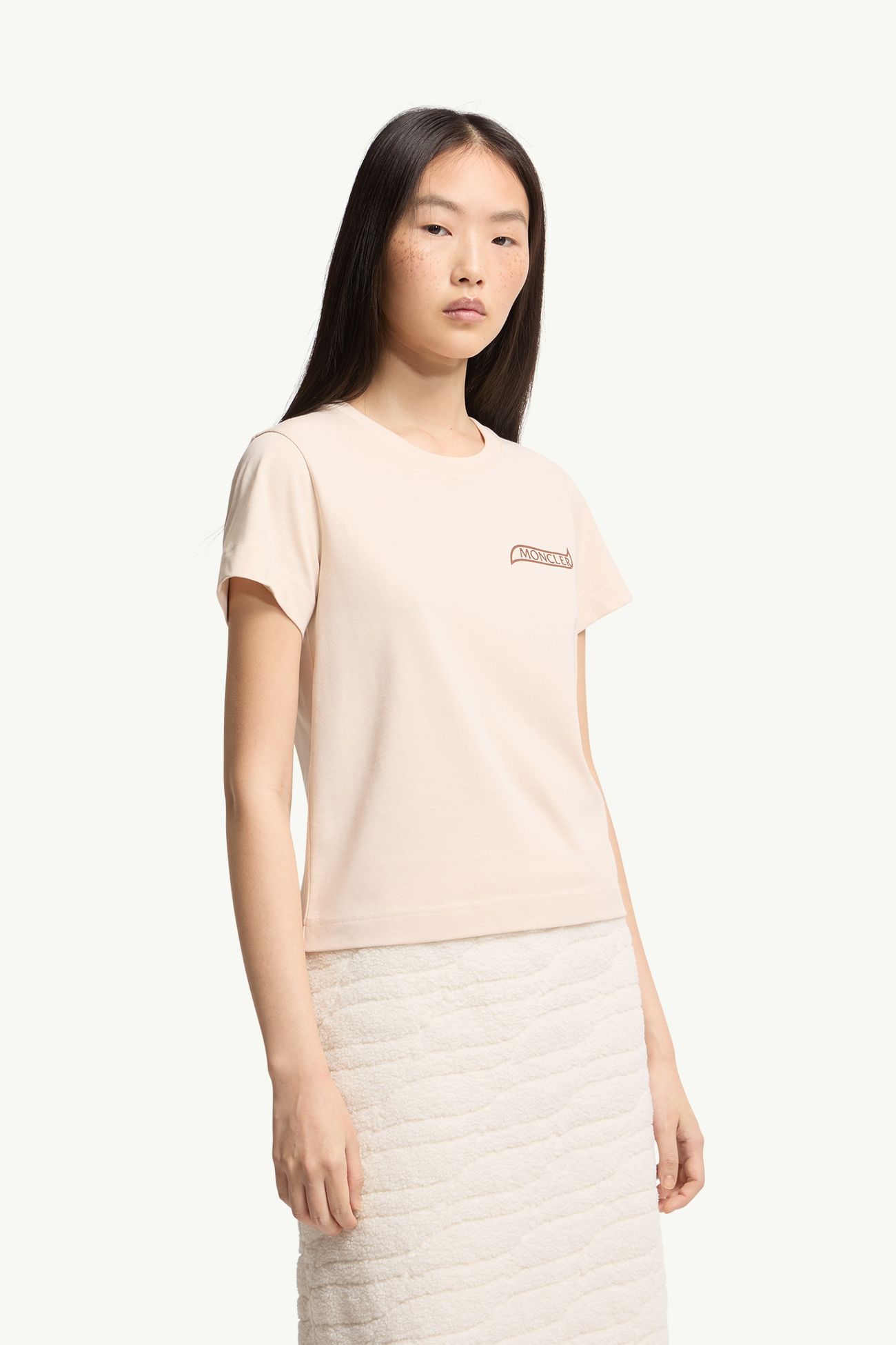 T-shirt logata in cotone Donna Beige Chiaro Moncler 3
