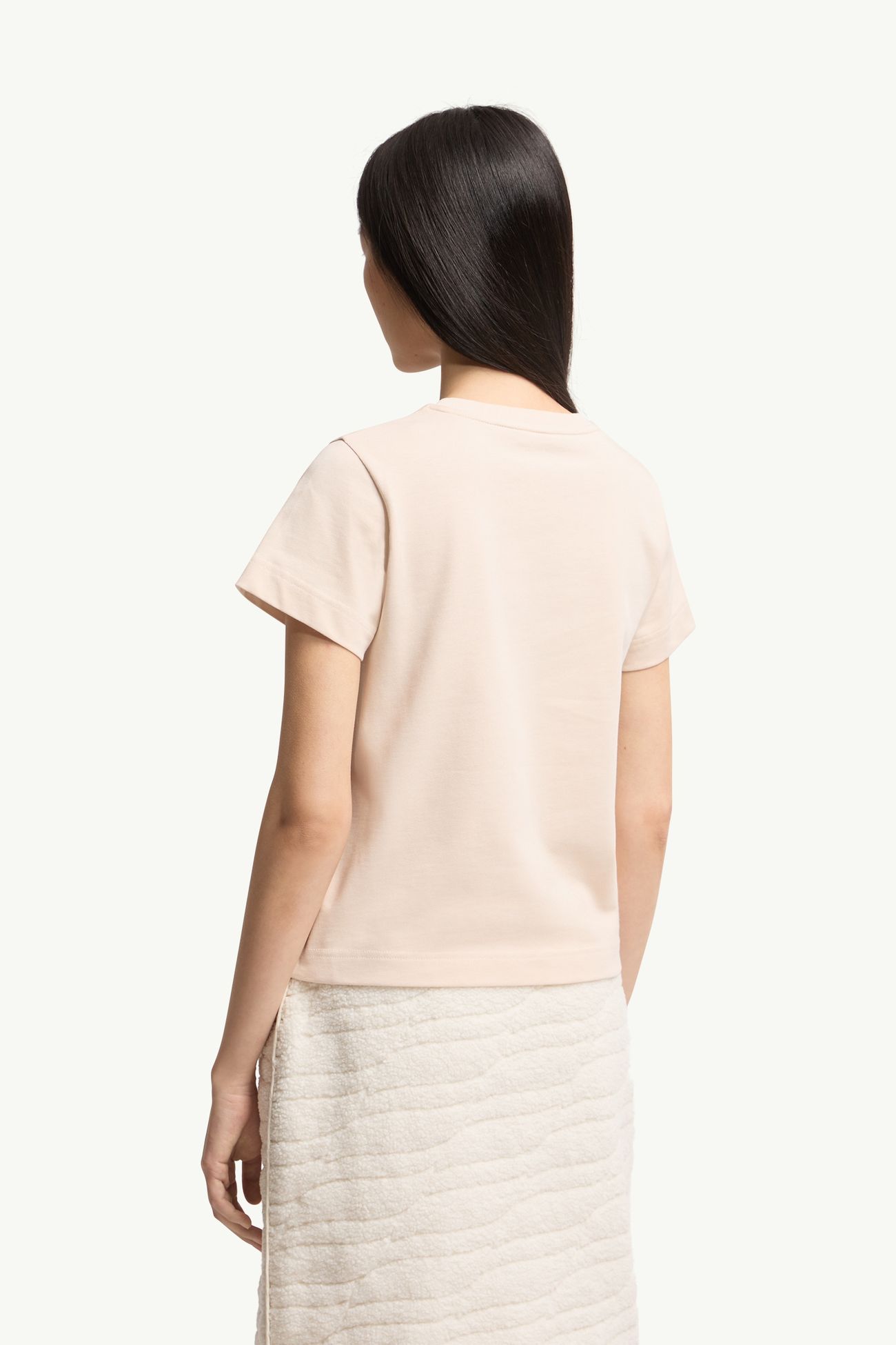 Camiseta de algodón con logotipo Mujer Beige Claro Moncler 4