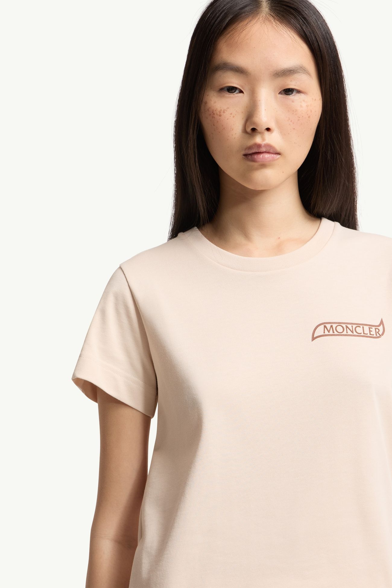 T-shirt en coton à logo Femmes Beige Clair Moncler 5