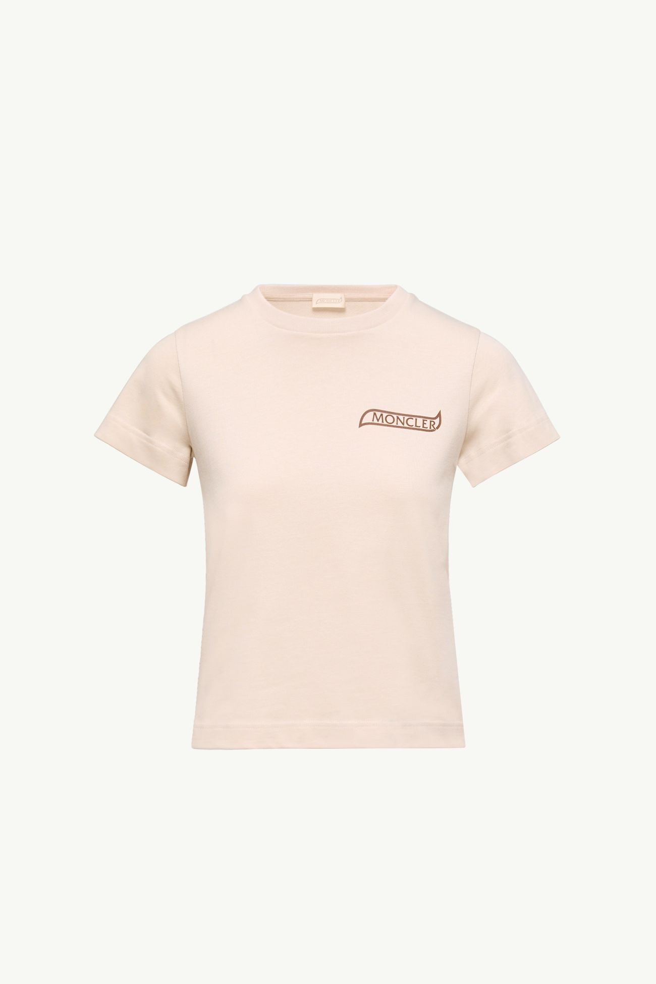 Camiseta de algodón con logotipo Mujer Beige Claro Moncler 2