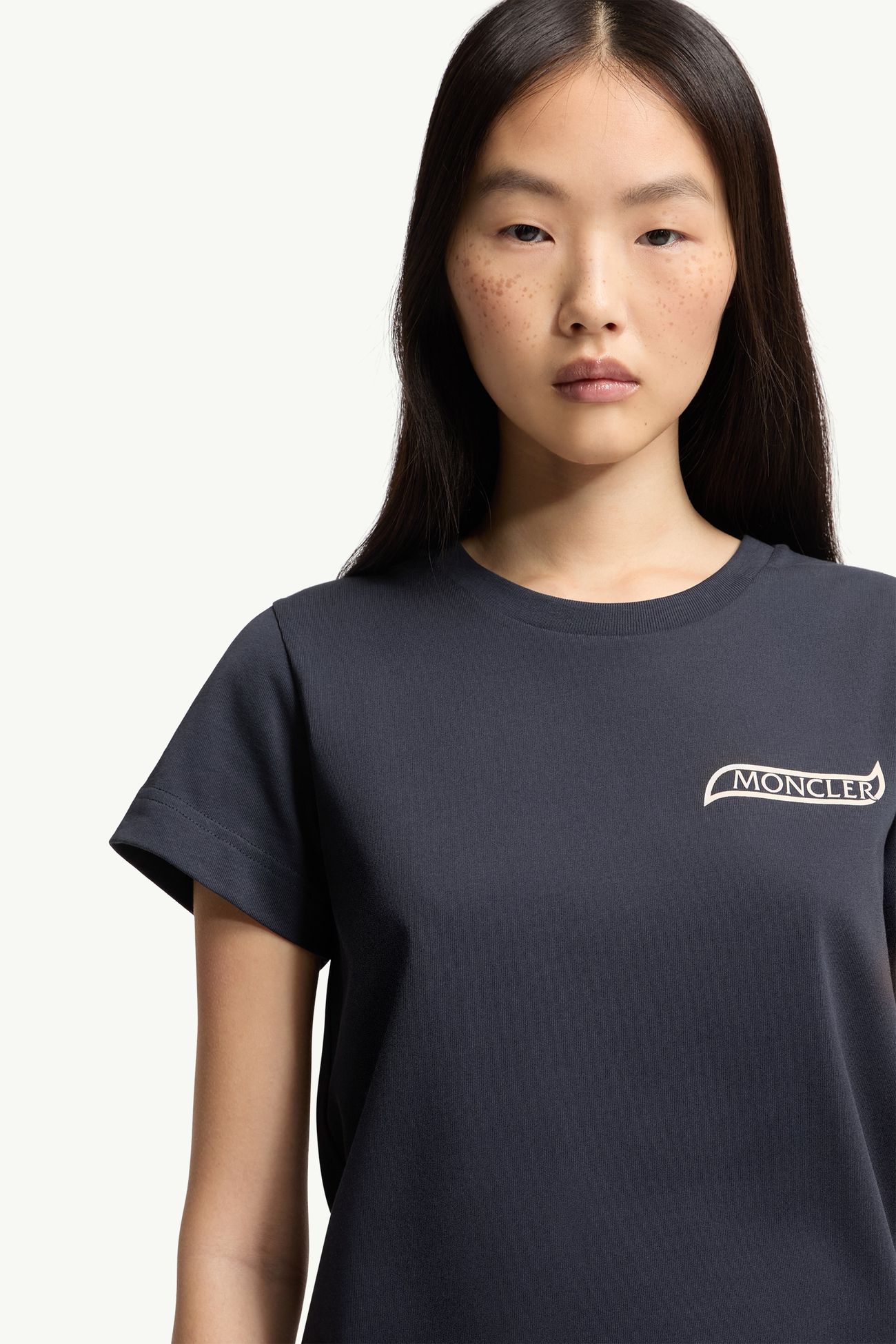 T-shirt logata in cotone Donna Blu Notte Moncler 5