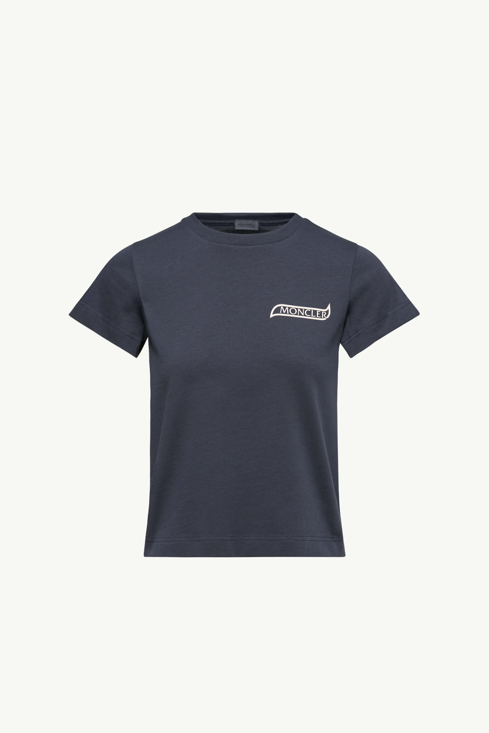 Camiseta de algodón con logotipo Mujer Azul Noche Moncler