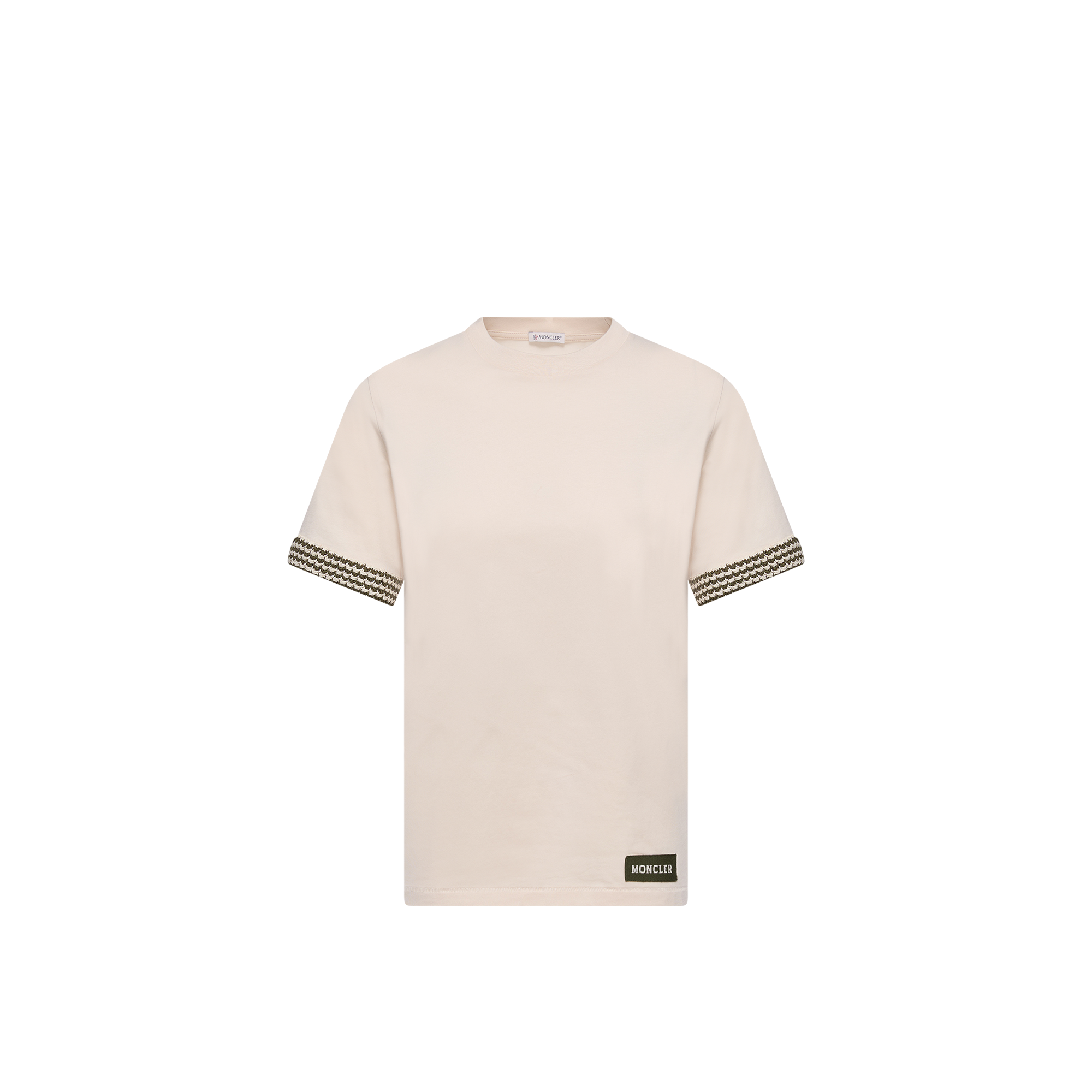 Moncler   Crochet-Trimmed Cotton Logo T-Shirt for Women in White, Size: S