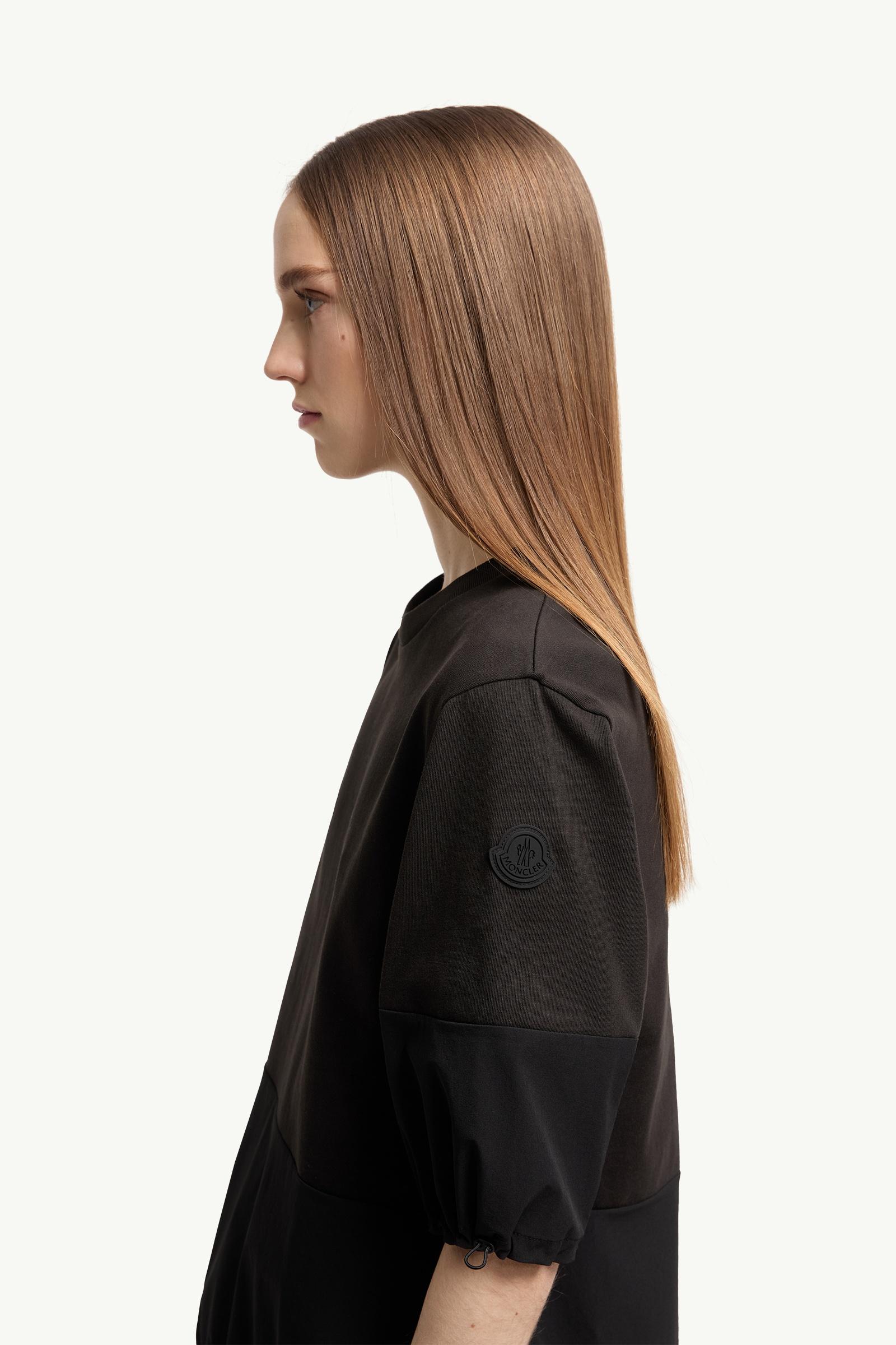 トップス MONCLER XS BLACK cotton-and-ripstop-t-shirt-