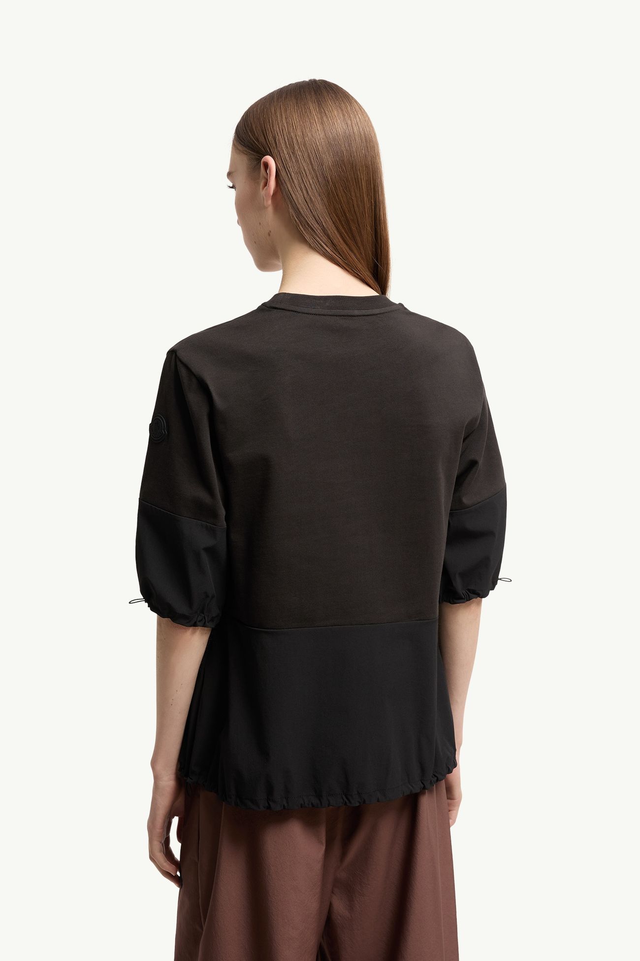 T-shirt in cotone e ripstop Donna Nero Moncler 4