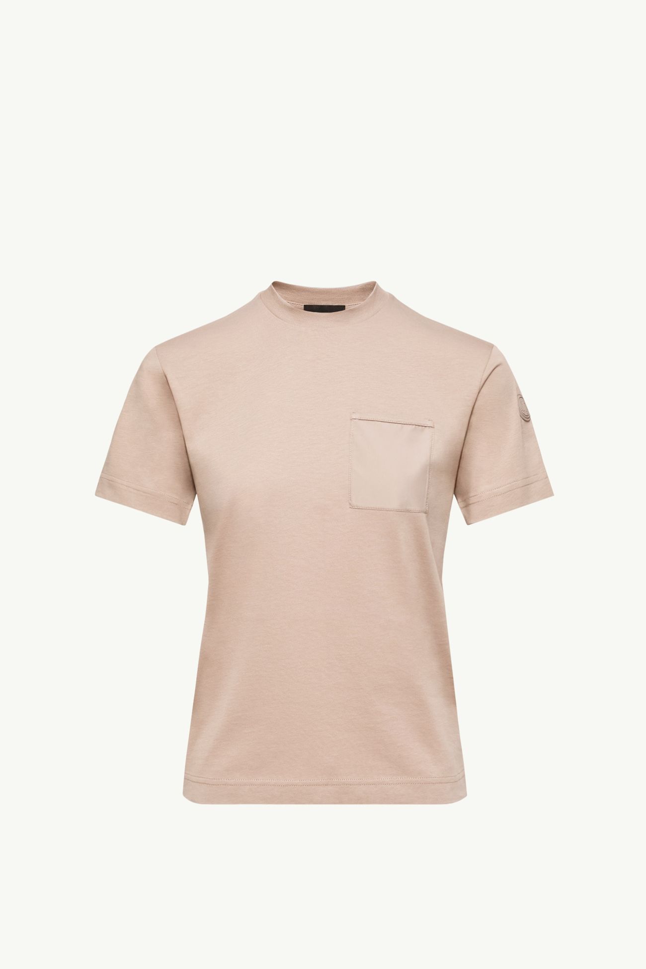 Cotton Jersey T-Shirt with Pleated Pocket Women Beige Moncler 2