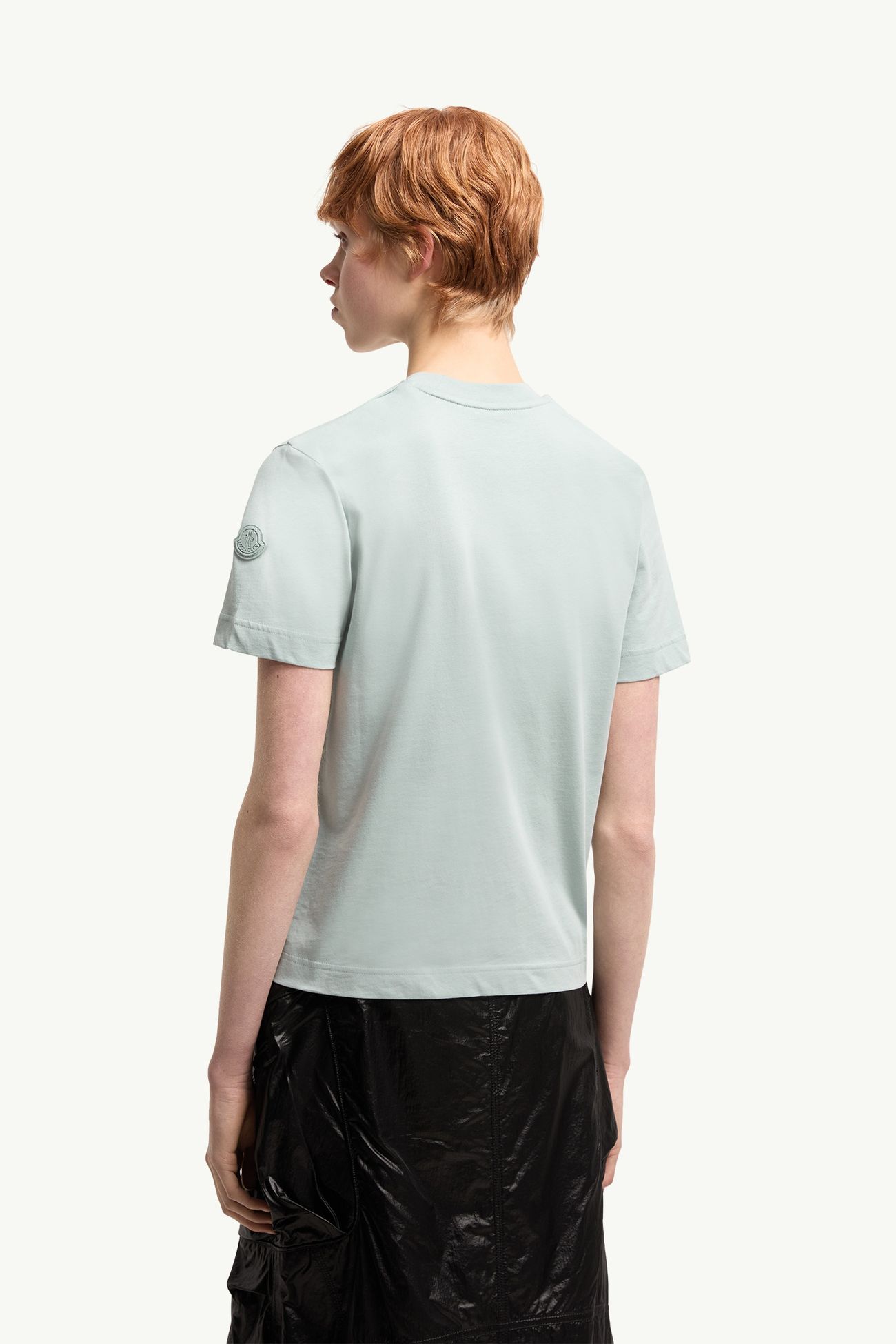 Camiseta de jersey de algodón con bolsillo plisado Mujer Verde Agua Moncler 4