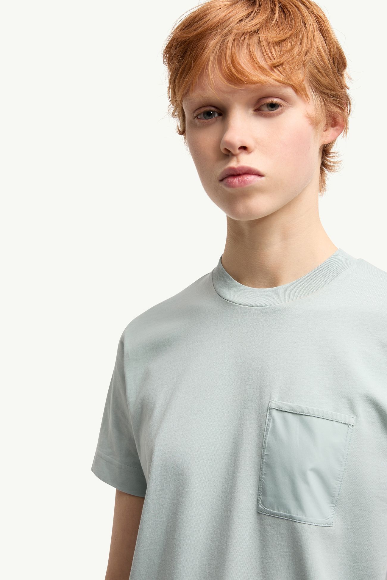 T-shirt en jersey de coton avec poche plissée Femmes Vert D’Eau Moncler 5