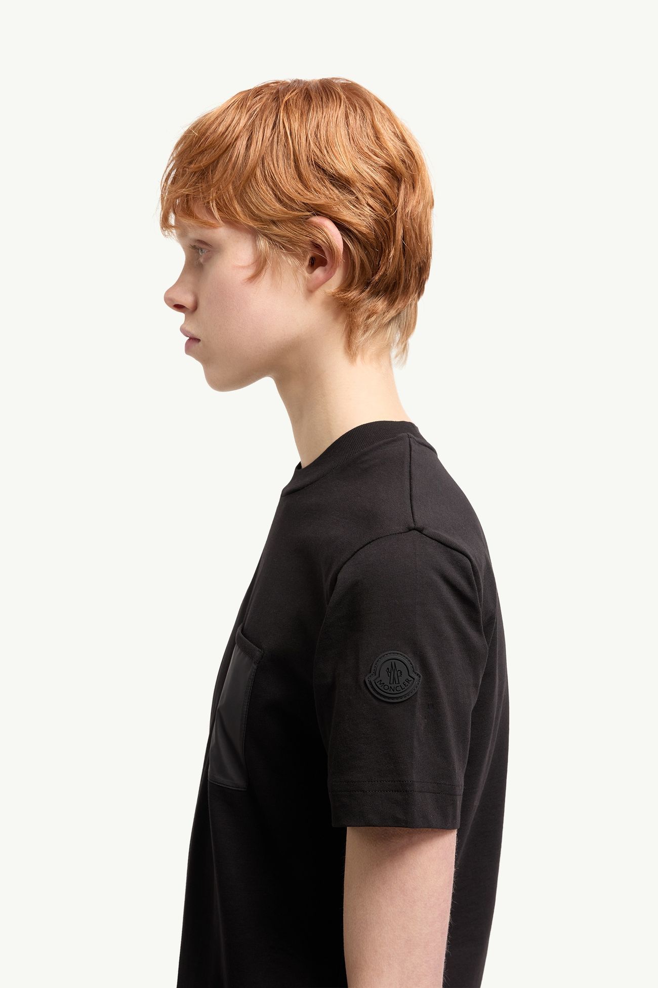 Camiseta de jersey de algodón con bolsillo plisado Mujer Negro Moncler 1