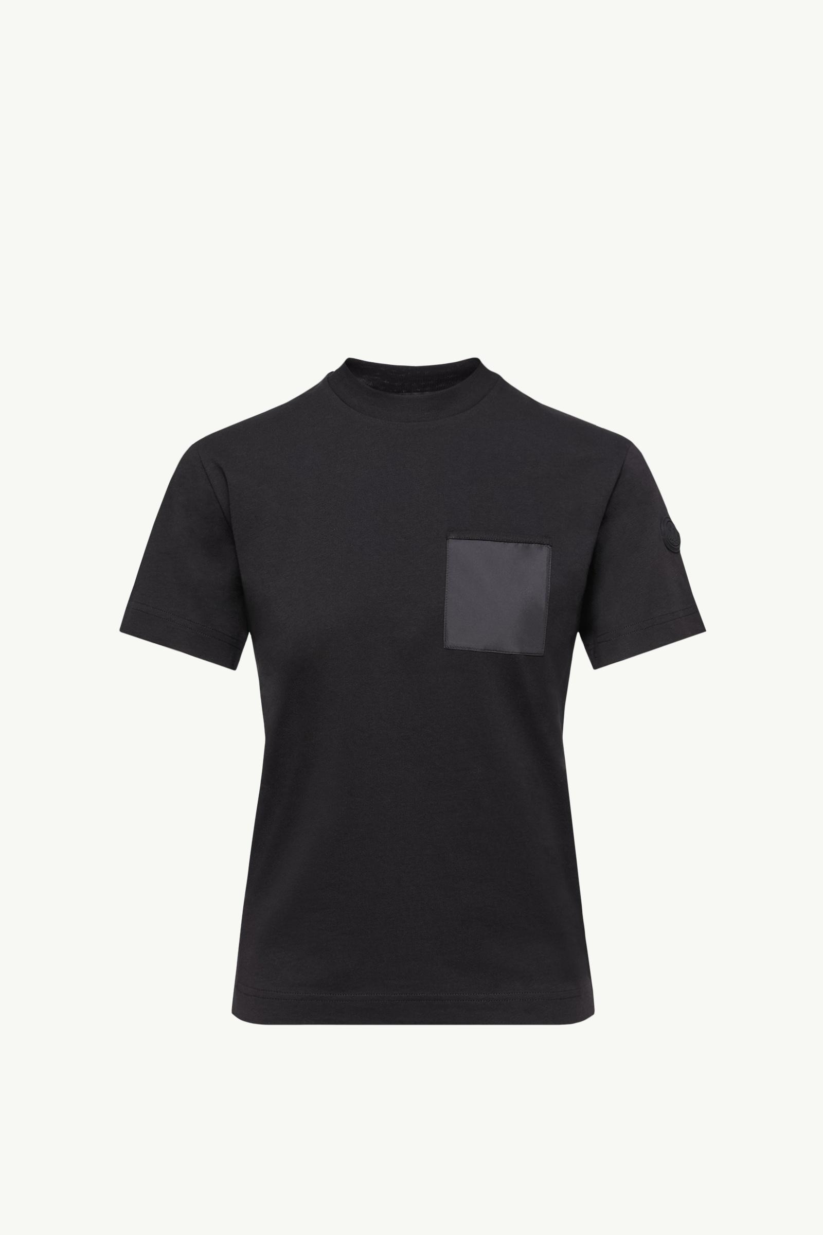 T-Shirt aus Baumwolljersey mit plissierter Tasche Damen Schwarz Moncler, 1 of 0