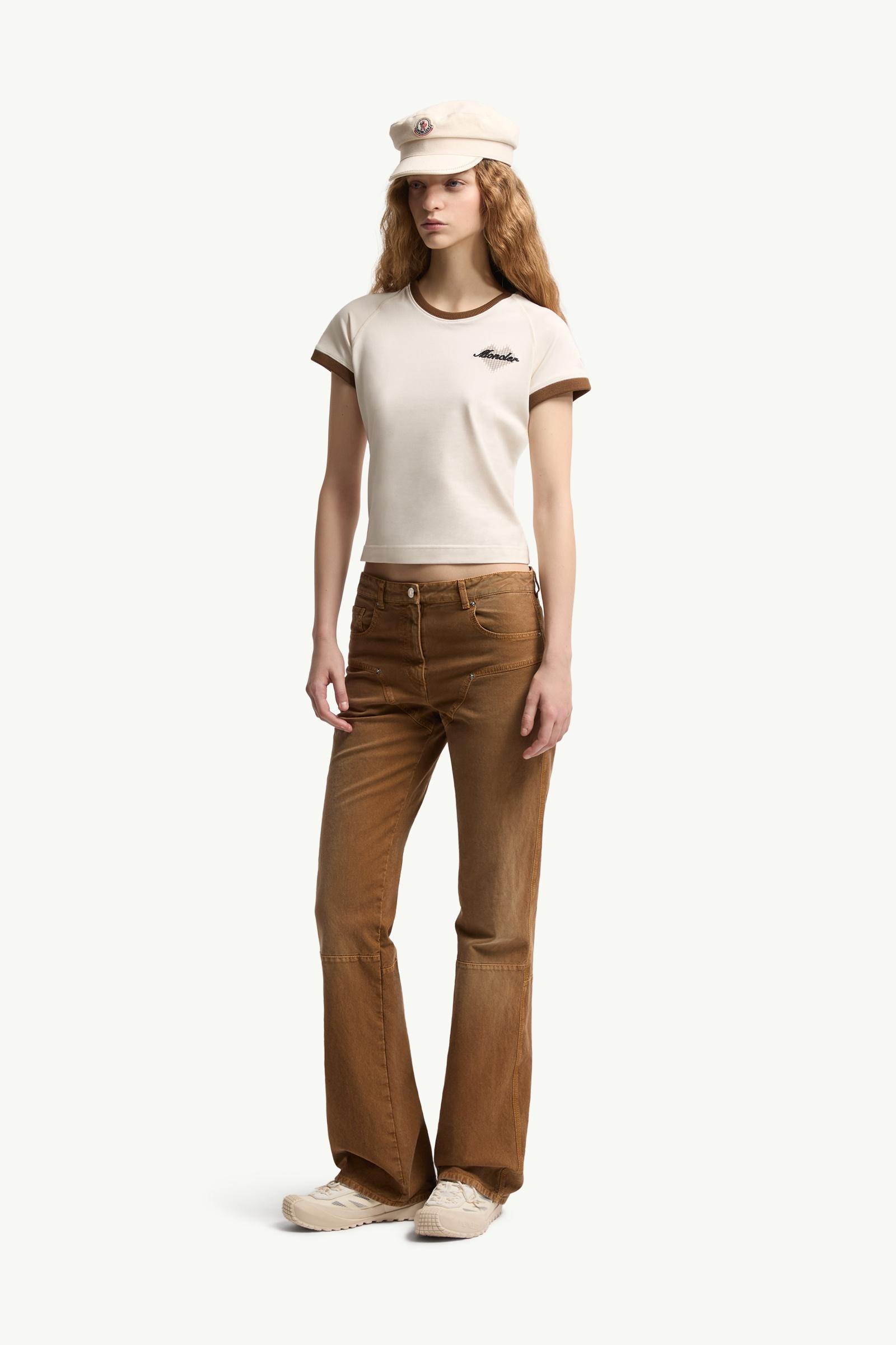 Light Beige Heart Logo Cotton T-Shirt - Tops & T-Shirts for Women