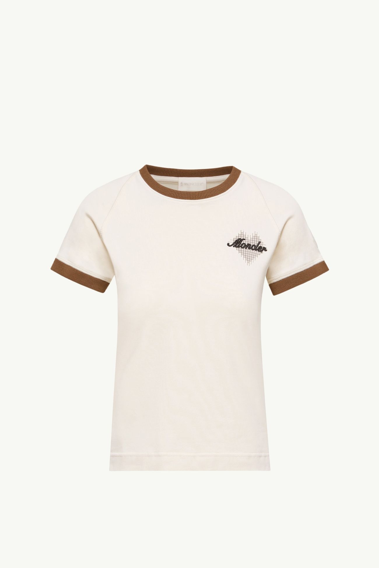 Camiseta de algodón con logotipo de corazón Mujer Beige Claro Moncler 2