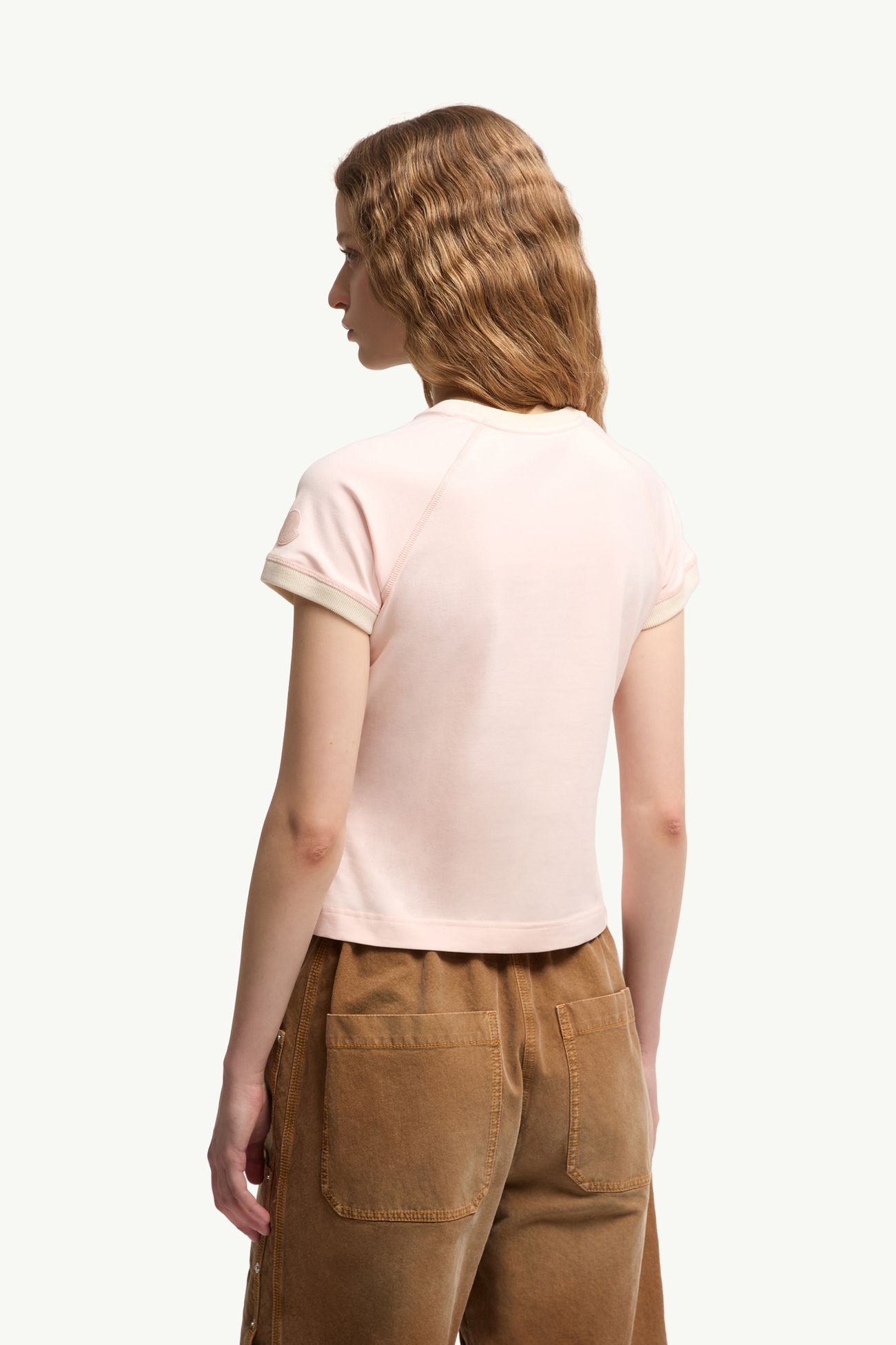 T-shirt in cotone con logo con cuore Donna Rosa Chiaro Moncler 4