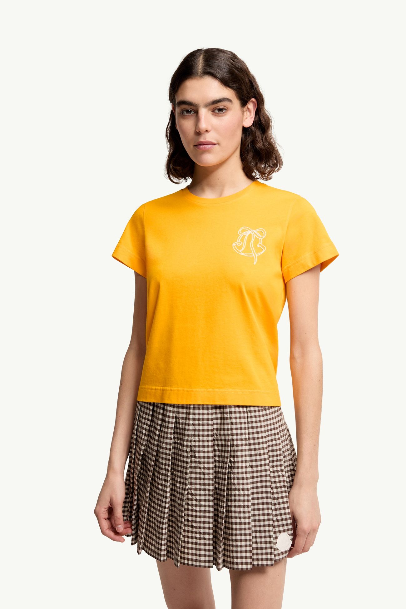 T-shirt en coton à logo brodé Femmes Jaune Moncler 3