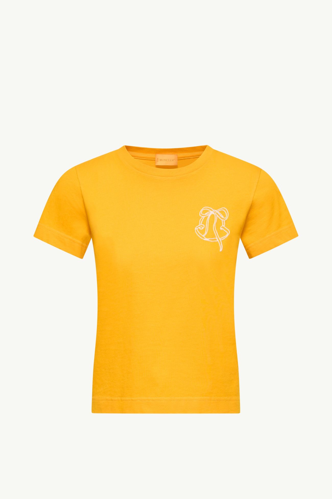 Embroidered Logo Cotton T-Shirt Women Yellow Moncler 2