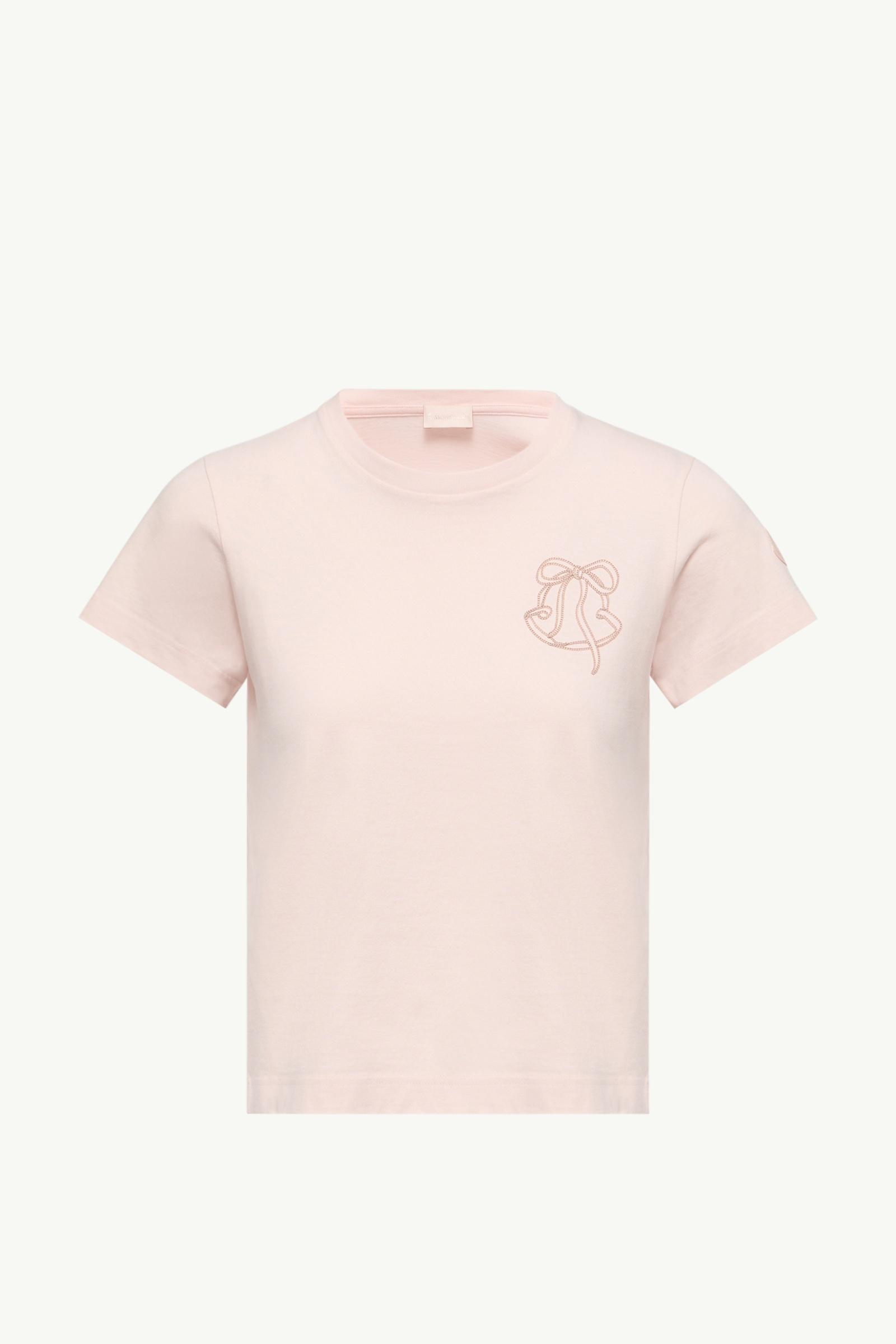 Embroidered Logo Cotton T-Shirt Women Light Pink Moncler, 1 of 0