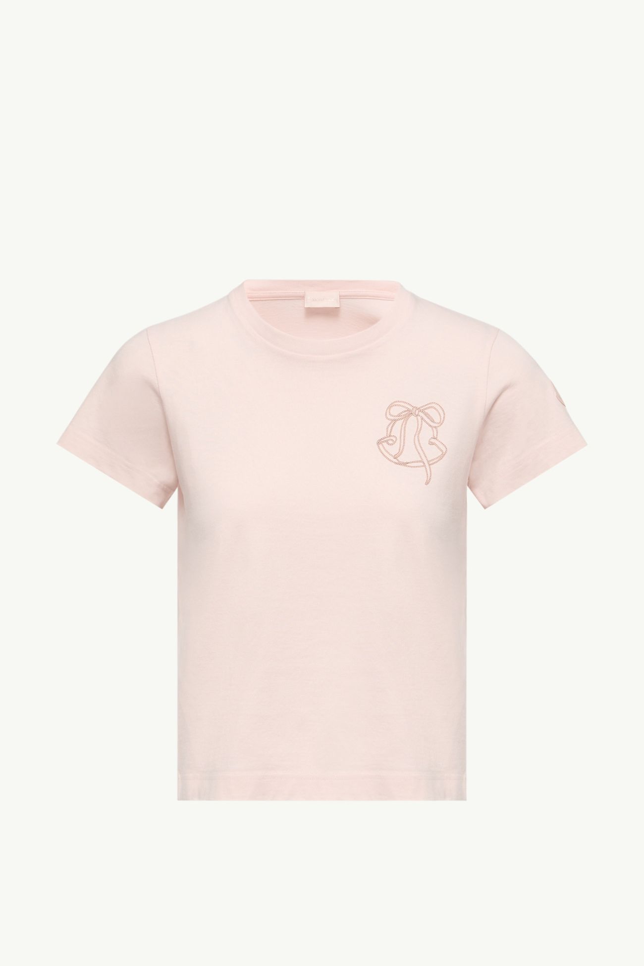 Camiseta de algodón con logotipo bordado Mujer Rosado claro Moncler 2