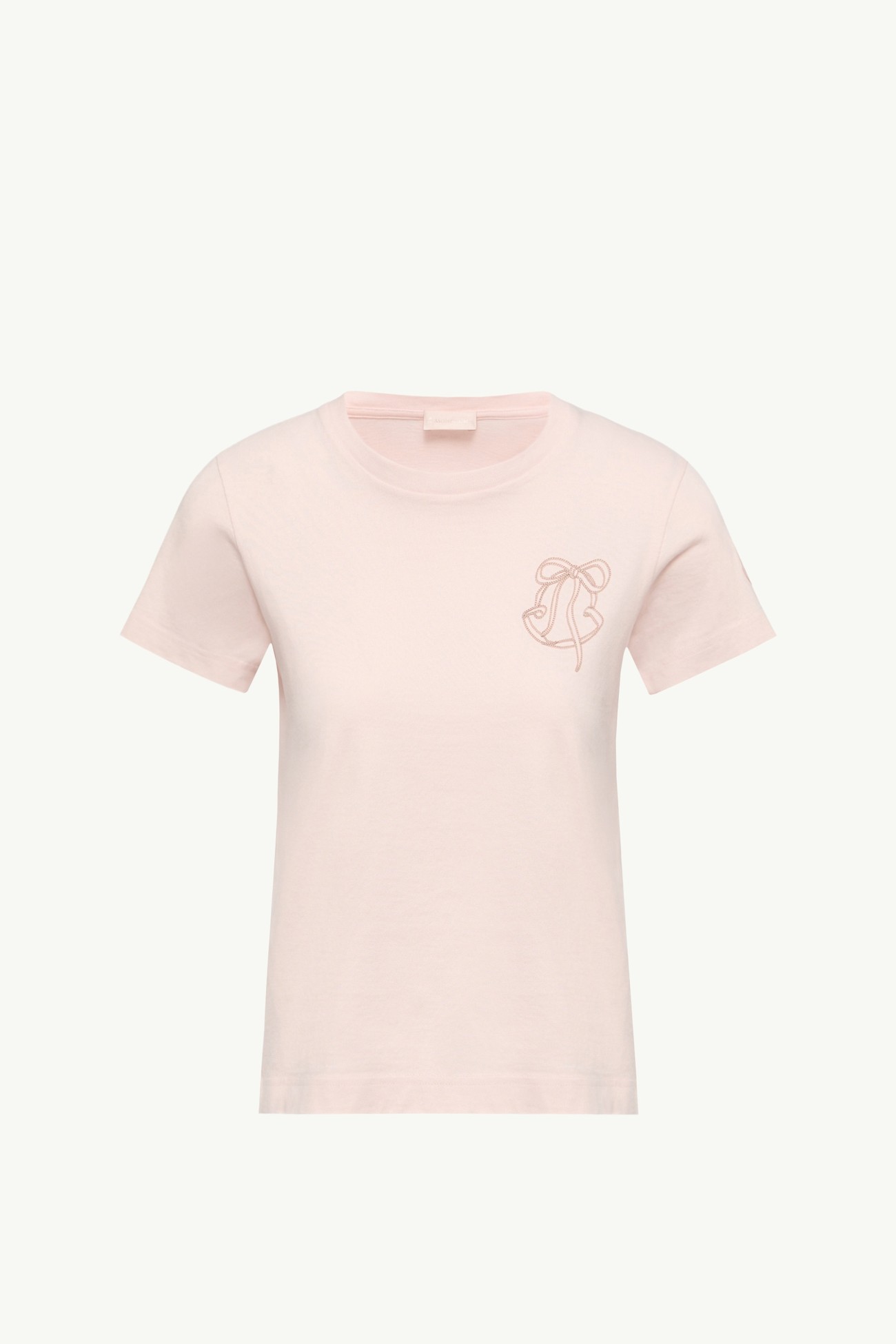 Embroidered Logo Cotton T-Shirt Women Light Pink Moncler 2