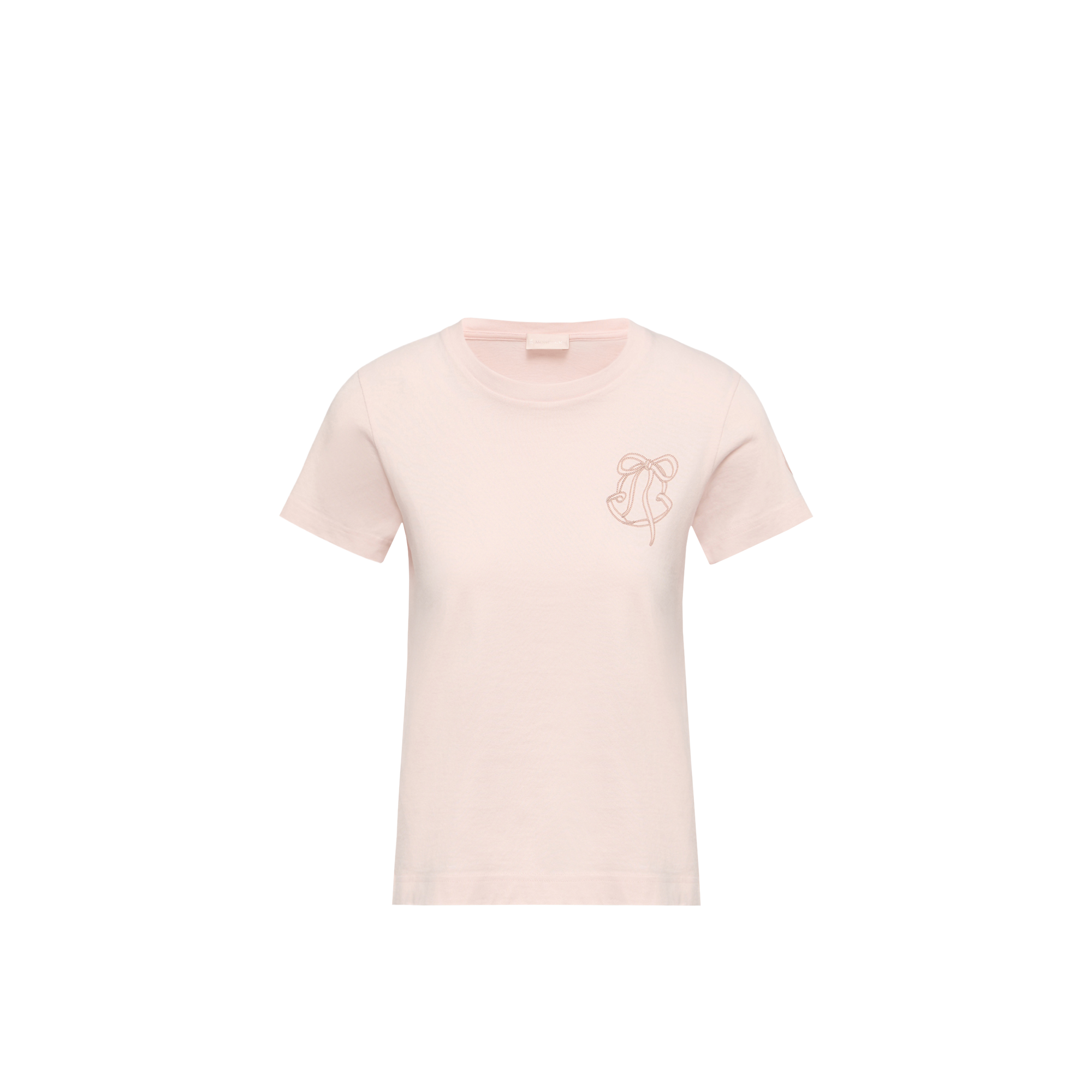 Moncler   Embroidered Logo Cotton T-Shirt for Women in Pink, Size: M