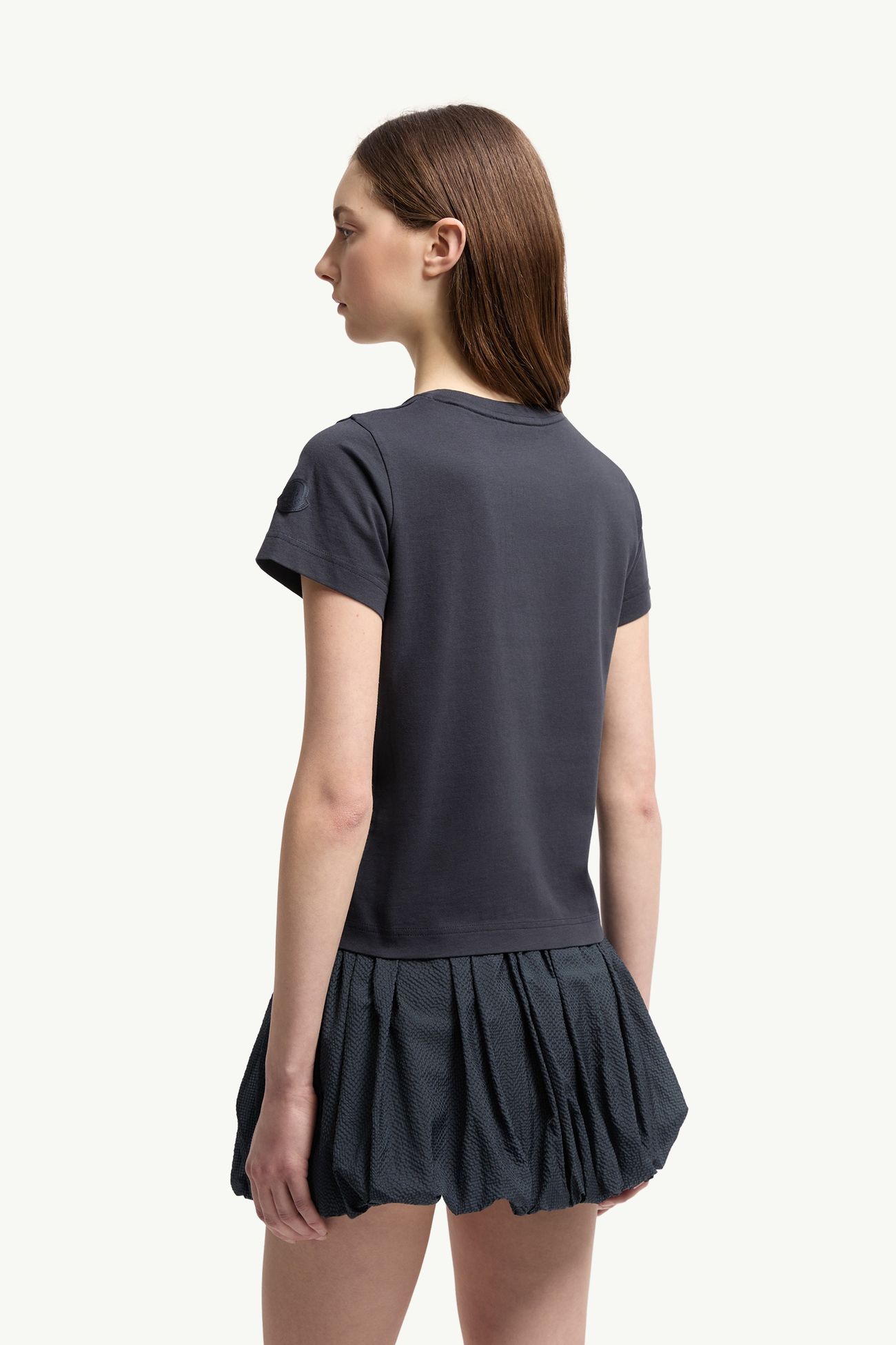 T-Shirt aus Baumwolle mit gesticktem Logo Damen Nachtblau Moncler 4