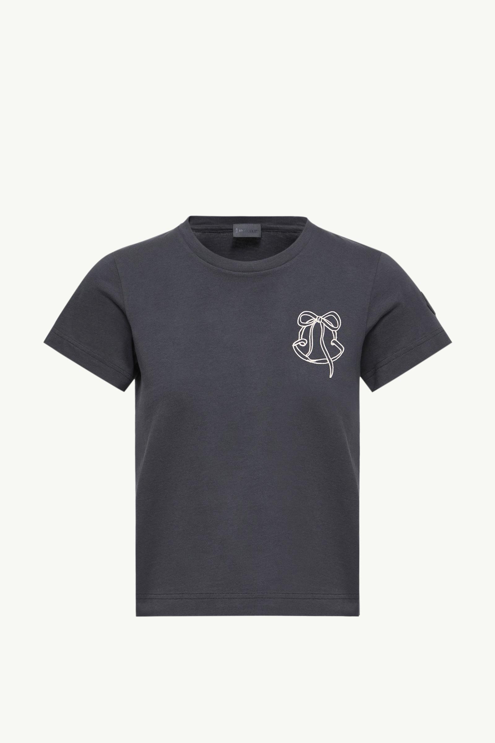Embroidered Logo Cotton T-Shirt Women Night Blue Moncler, 1 of 0