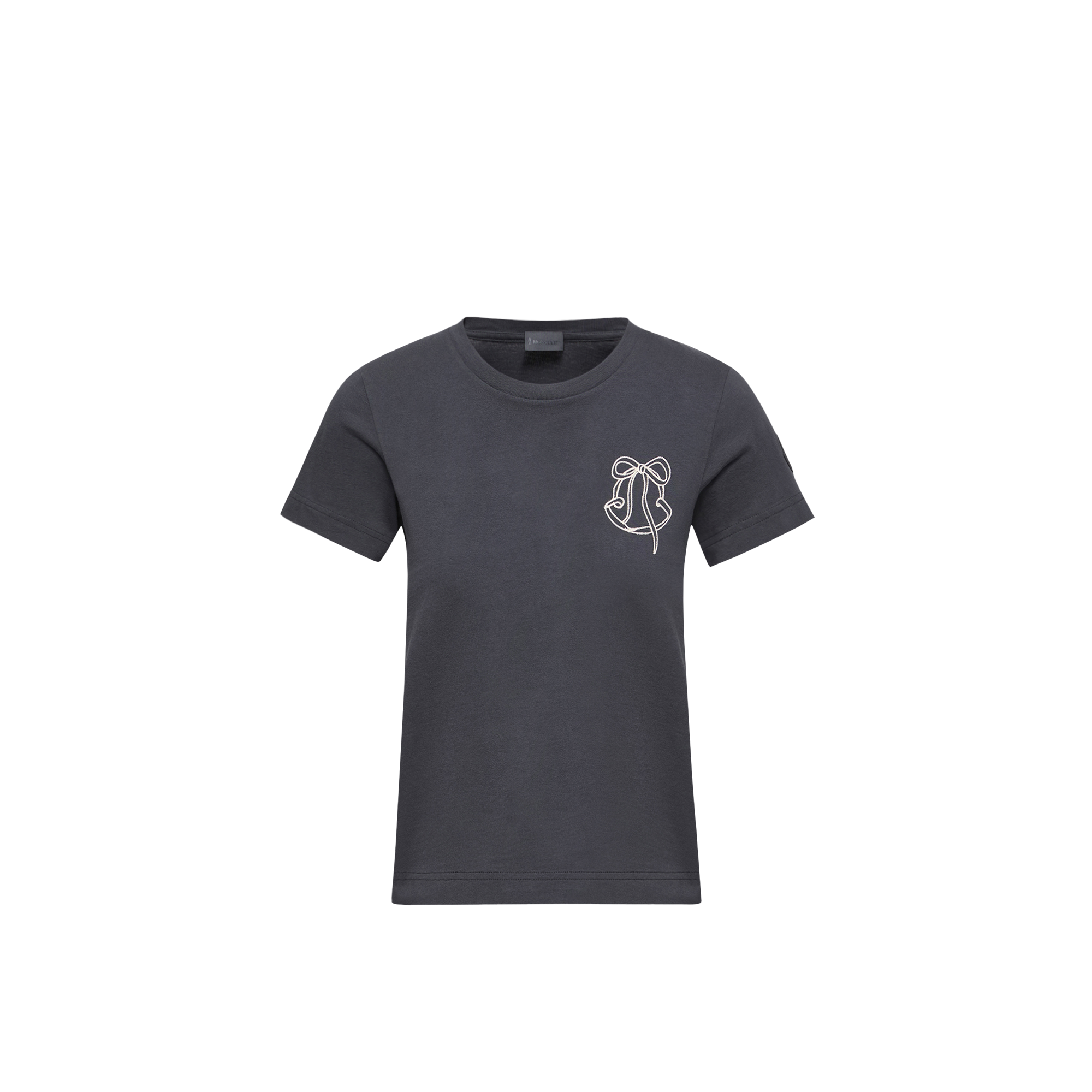 Moncler   Embroidered Logo Cotton T-Shirt for Women in Blue, Size: Xs