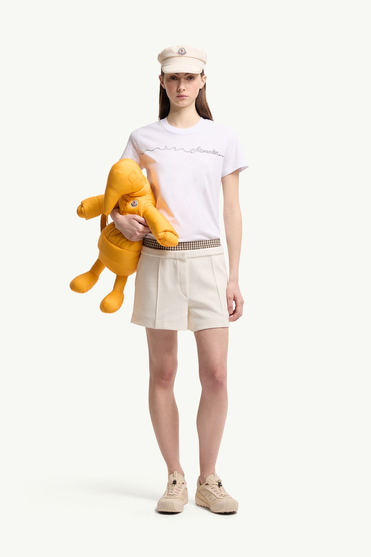 T-shirt en coton à logo ruban Femmes Blanc Moncler 0