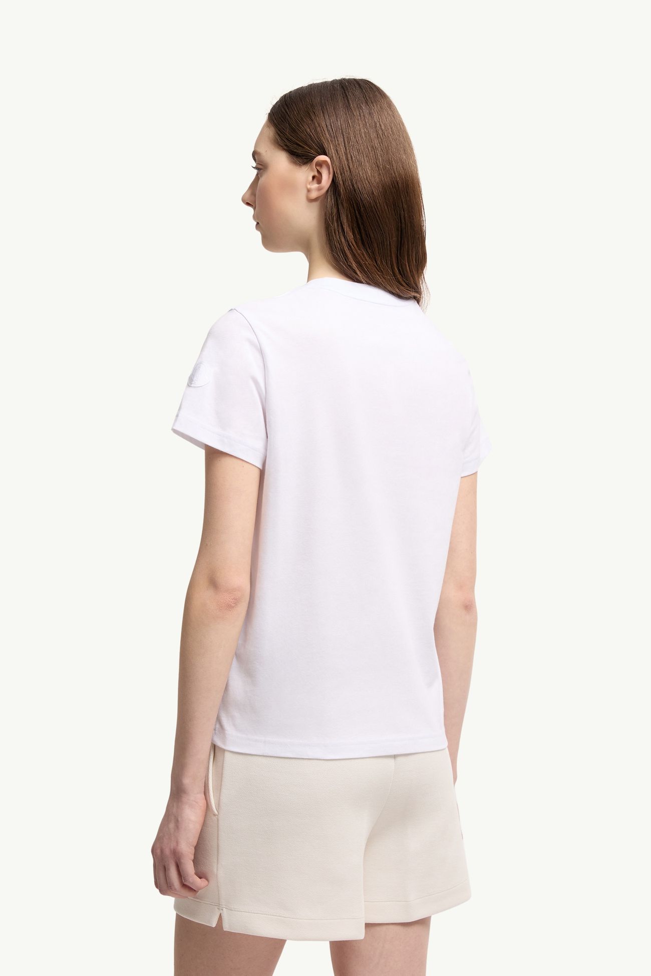 T-Shirt aus Baumwolle mit Schleifenlogo Damen Weiß Moncler 4