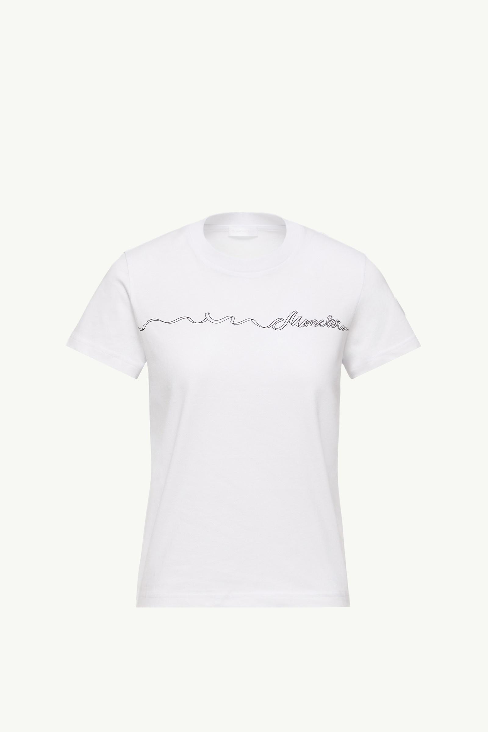 Ribbon Logo Cotton T-Shirt Women White Moncler, 1 of 0