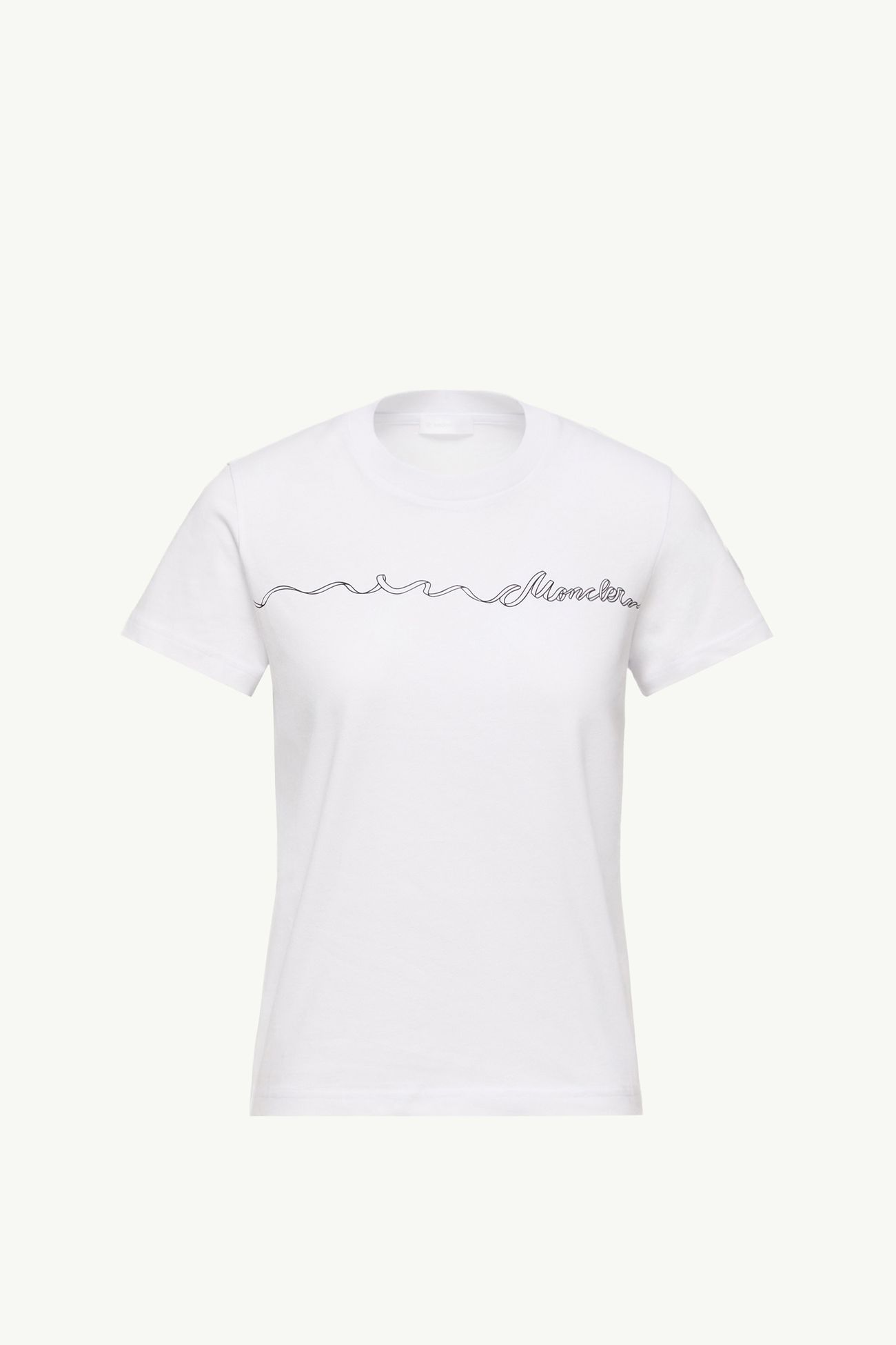 T-shirt en coton à logo ruban Femmes Blanc Moncler 2