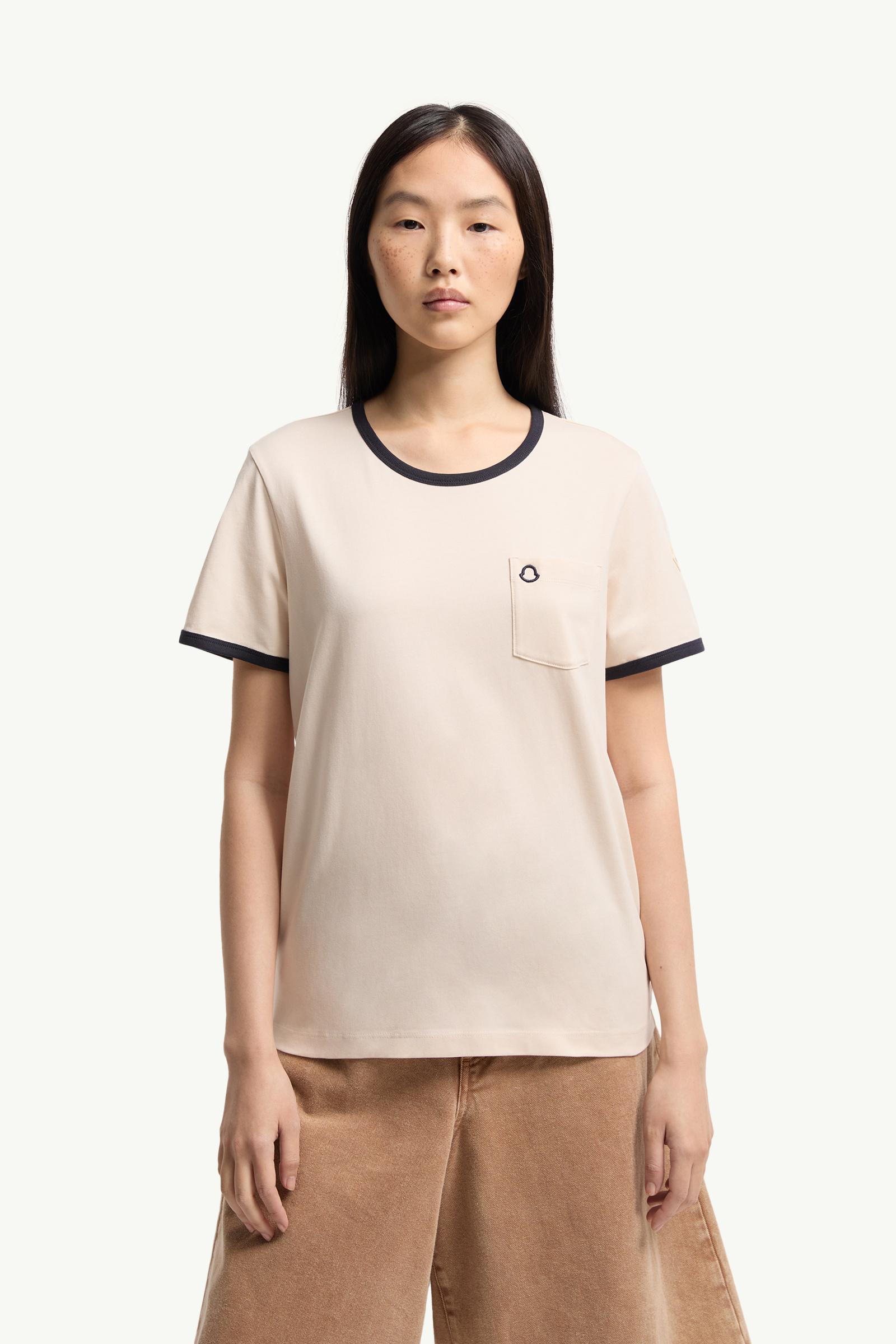 White Embroidered Logo Cotton T-Shirt - Tops & T-shirts for Women