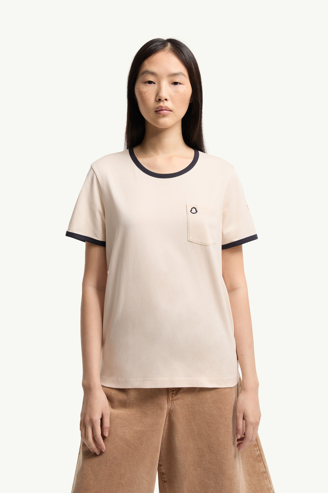 T-shirt en coton à logo brodé Femmes Blanc Moncler 3