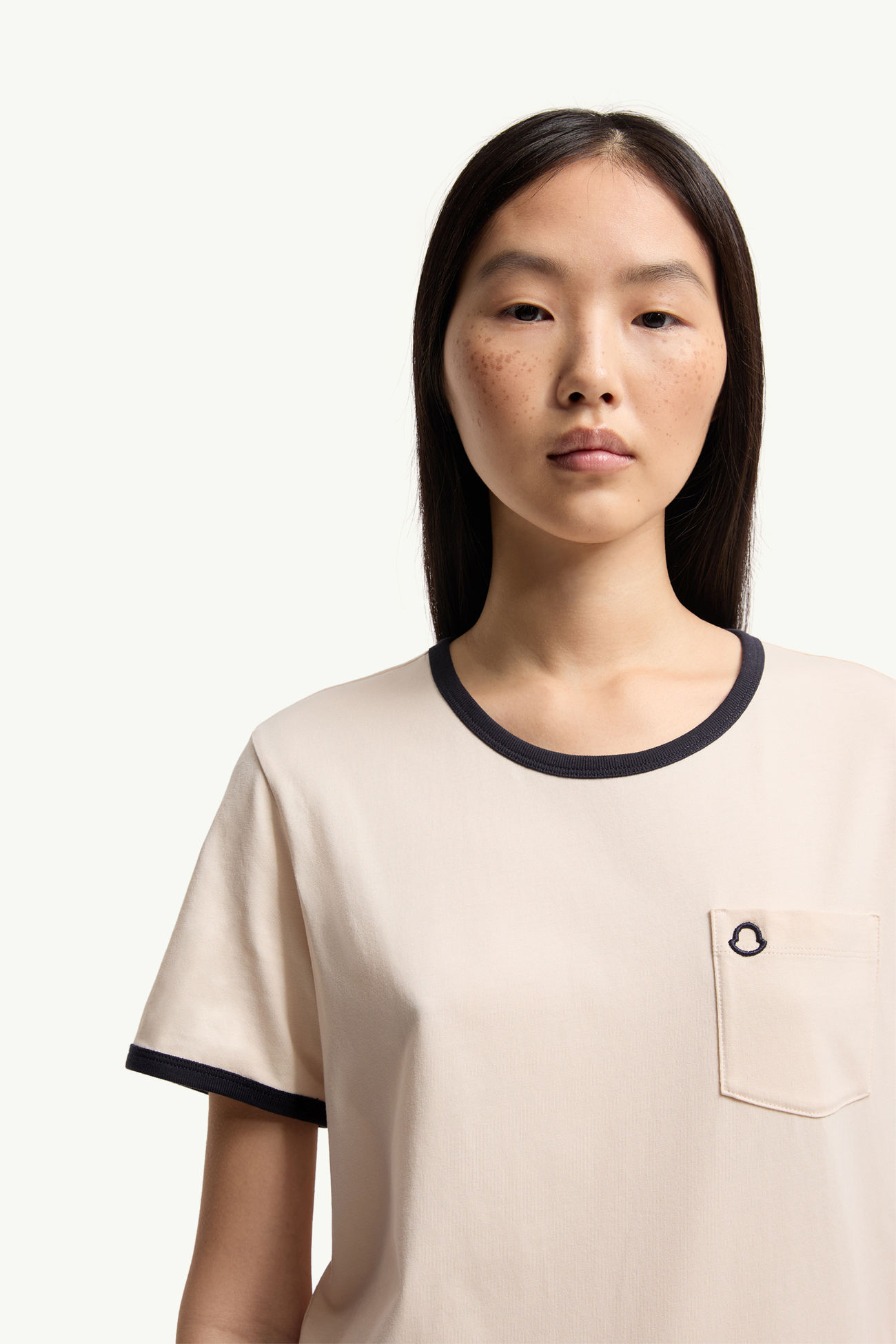 Embroidered Logo Cotton T-Shirt Women White Moncler 5