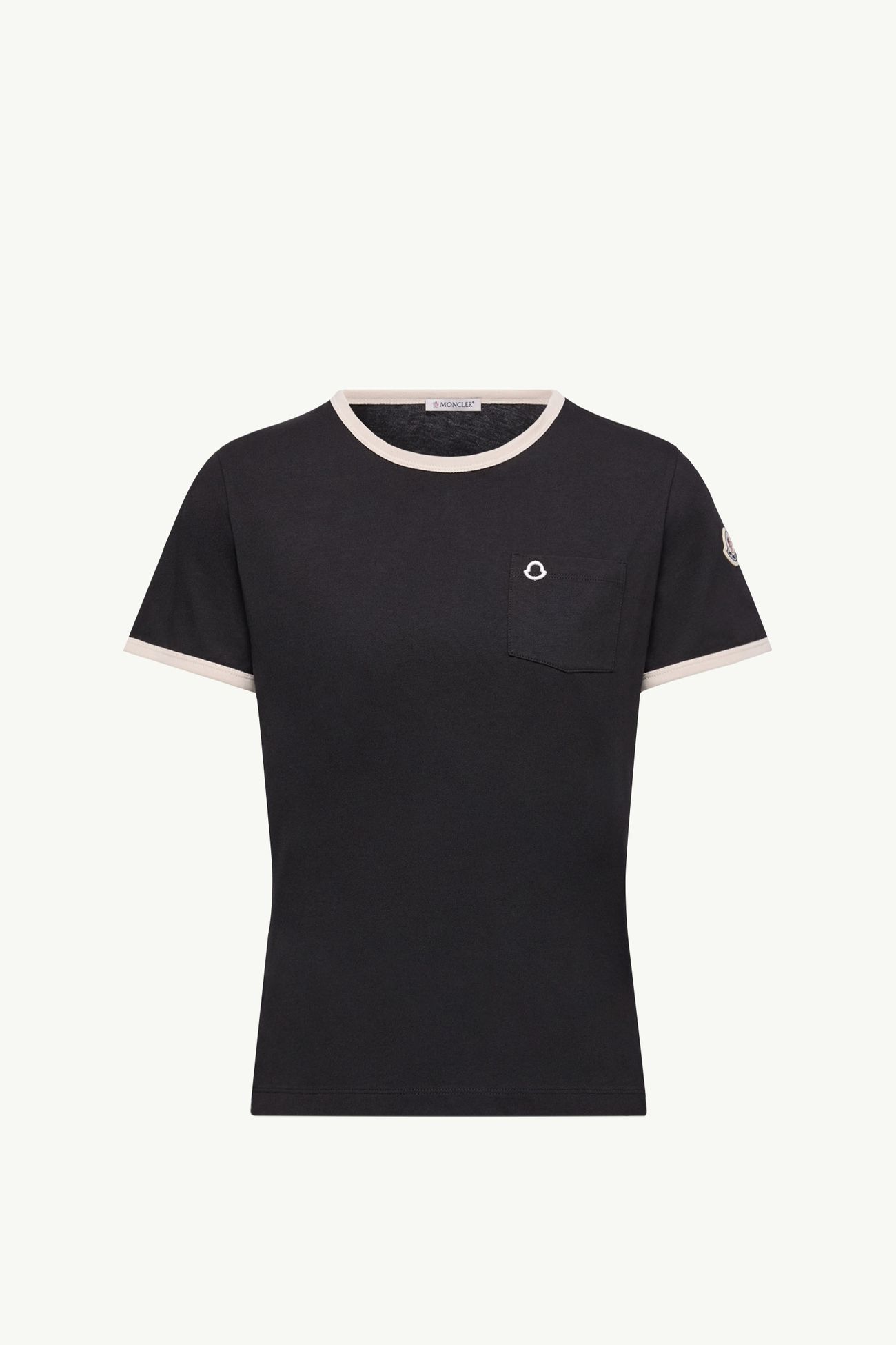 T-shirt con logo ricamato in cotone Donna Nero Moncler 2