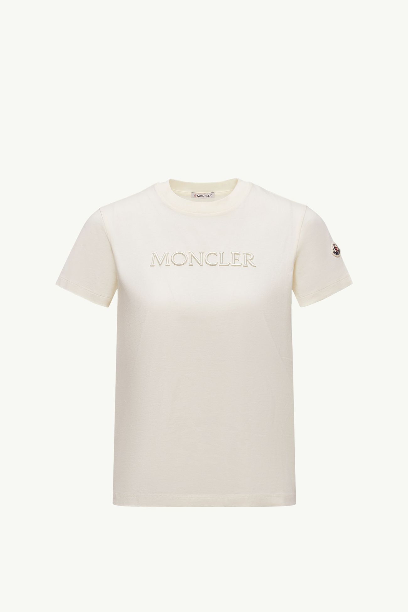 자수 토널 로고 코튼 티셔츠 여성 화이트 아이보리 Moncler 2