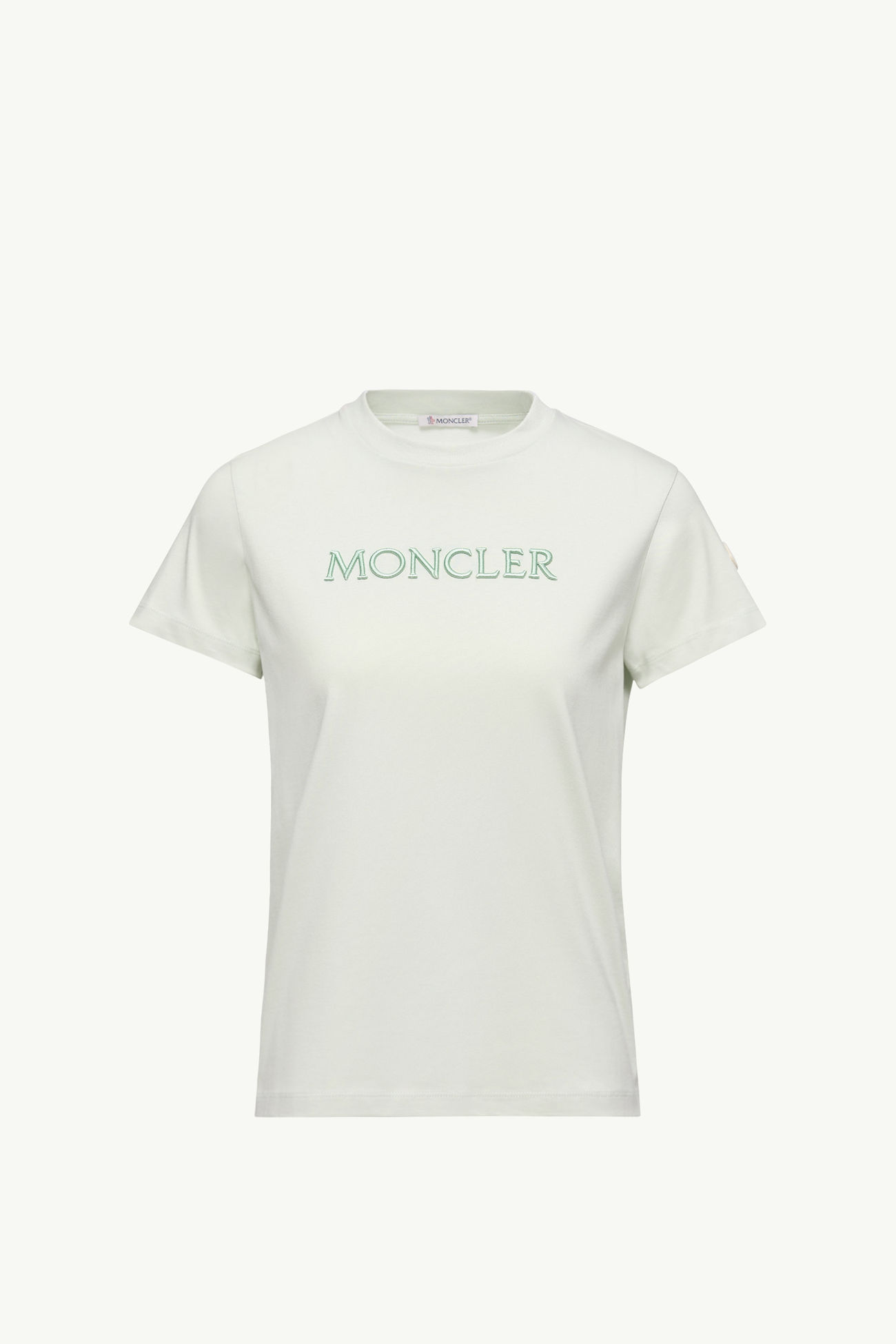Besticktes T-Shirt aus Baumwolle mit farblich passendem Logo Damen Hellgrün Moncler 2
