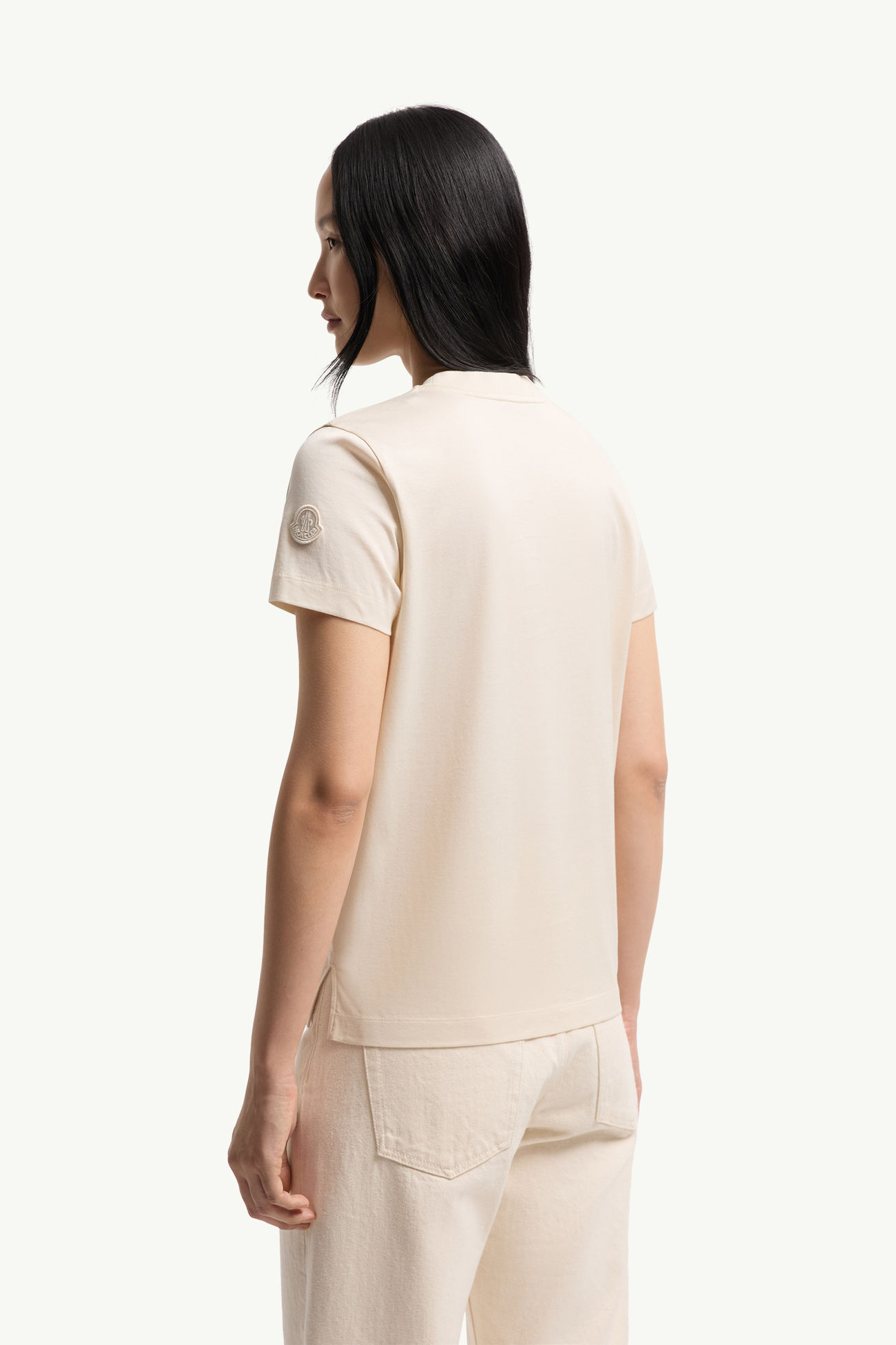 Camiseta de algodón con bolsillos falsos Mujer Blanco Marfil Moncler 4